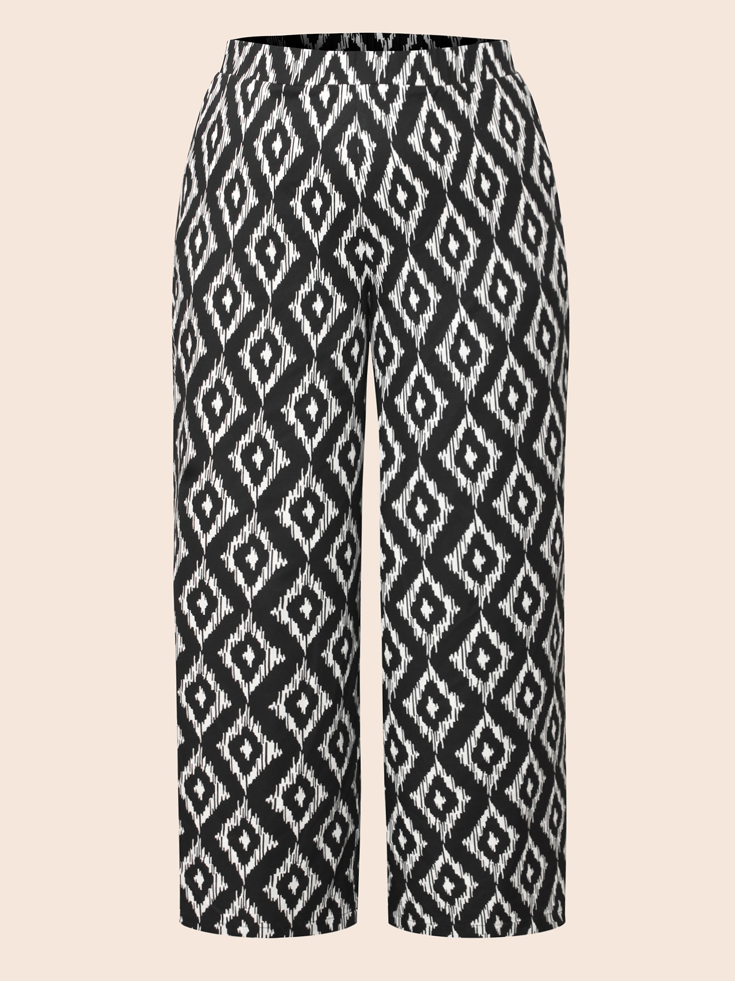 Plus Size Geometric Mid Rise Pocket Pants Women Black At the Office Wide Leg Mid Rise Work Pants BloomChic 18-20/2X 