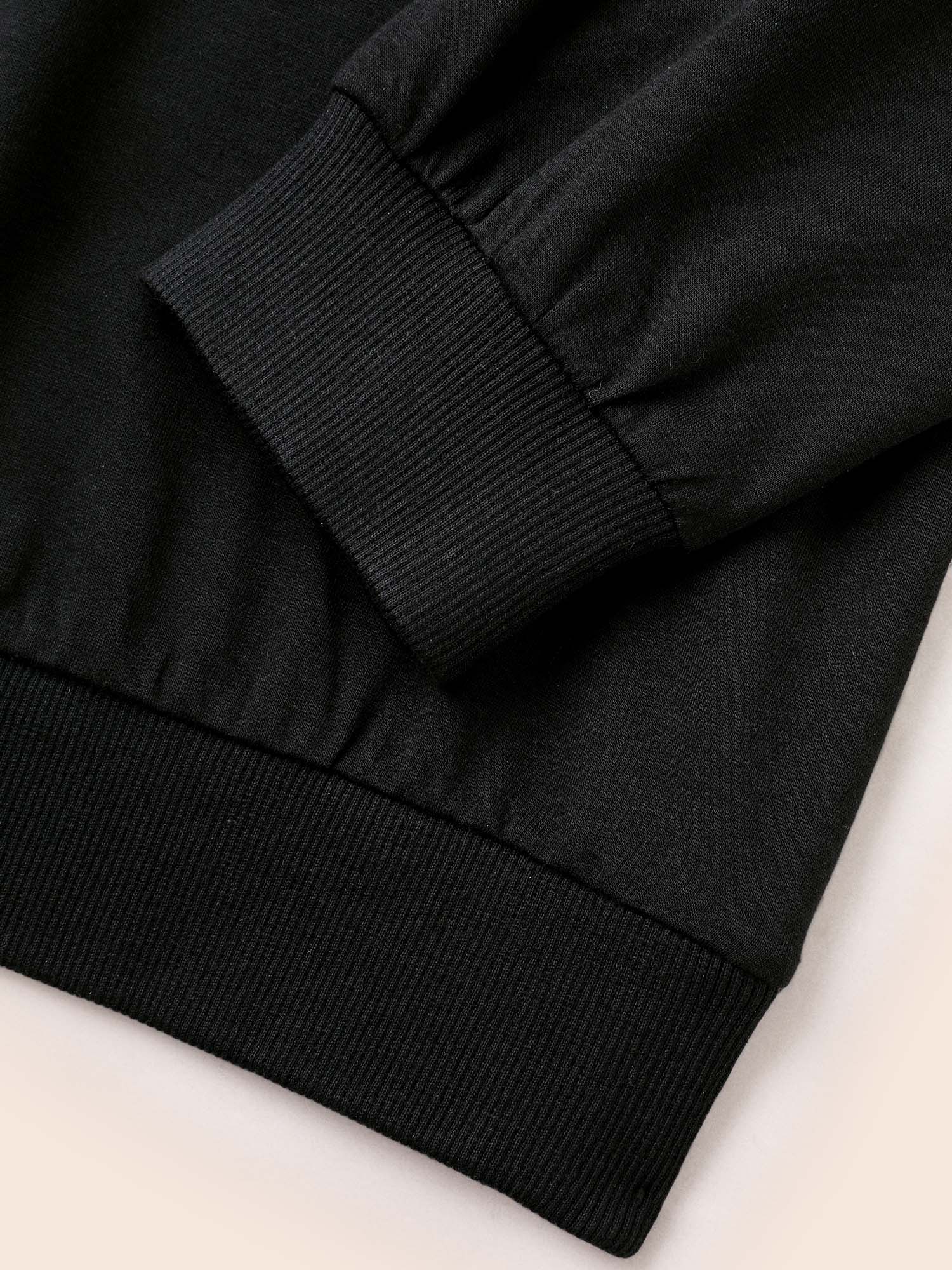 Plus Size Crew Neck Color Glitter Sweatshirt Women Black Casual Patchwork Round Neck Everyday Sweatshirts BloomChic 12/L 