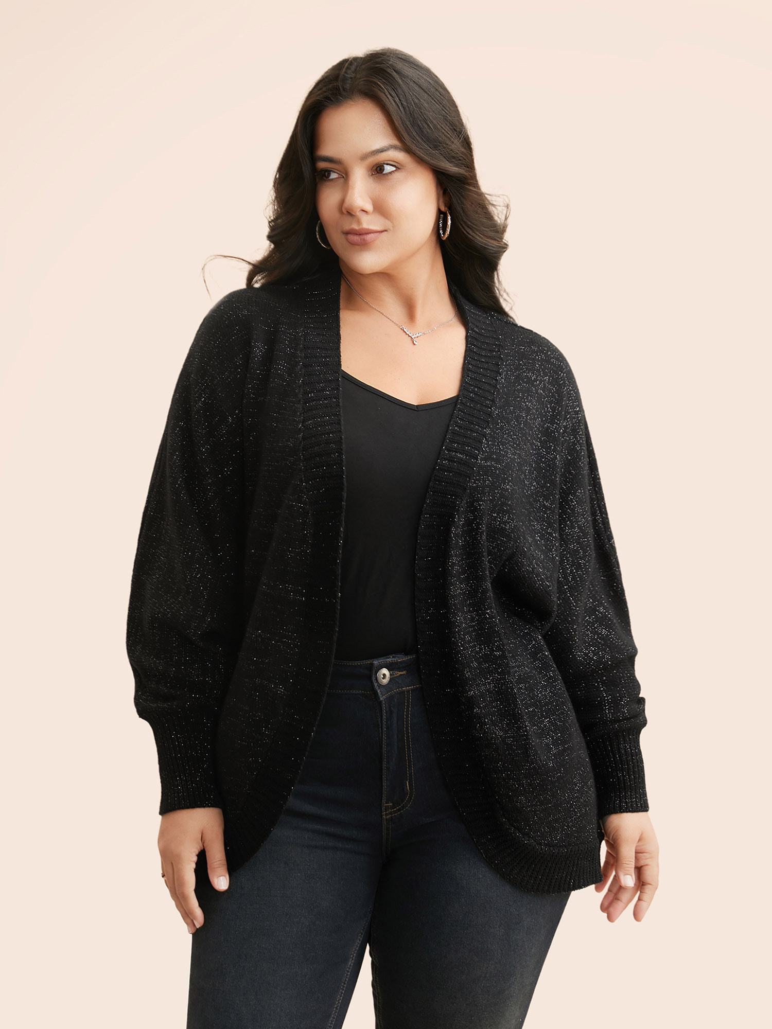 

Plus Size Kimono Collar Luxe Dolman Sleeve Cardigan Black Women Casual Loose Long Sleeve Everyday Cardigans BloomChic