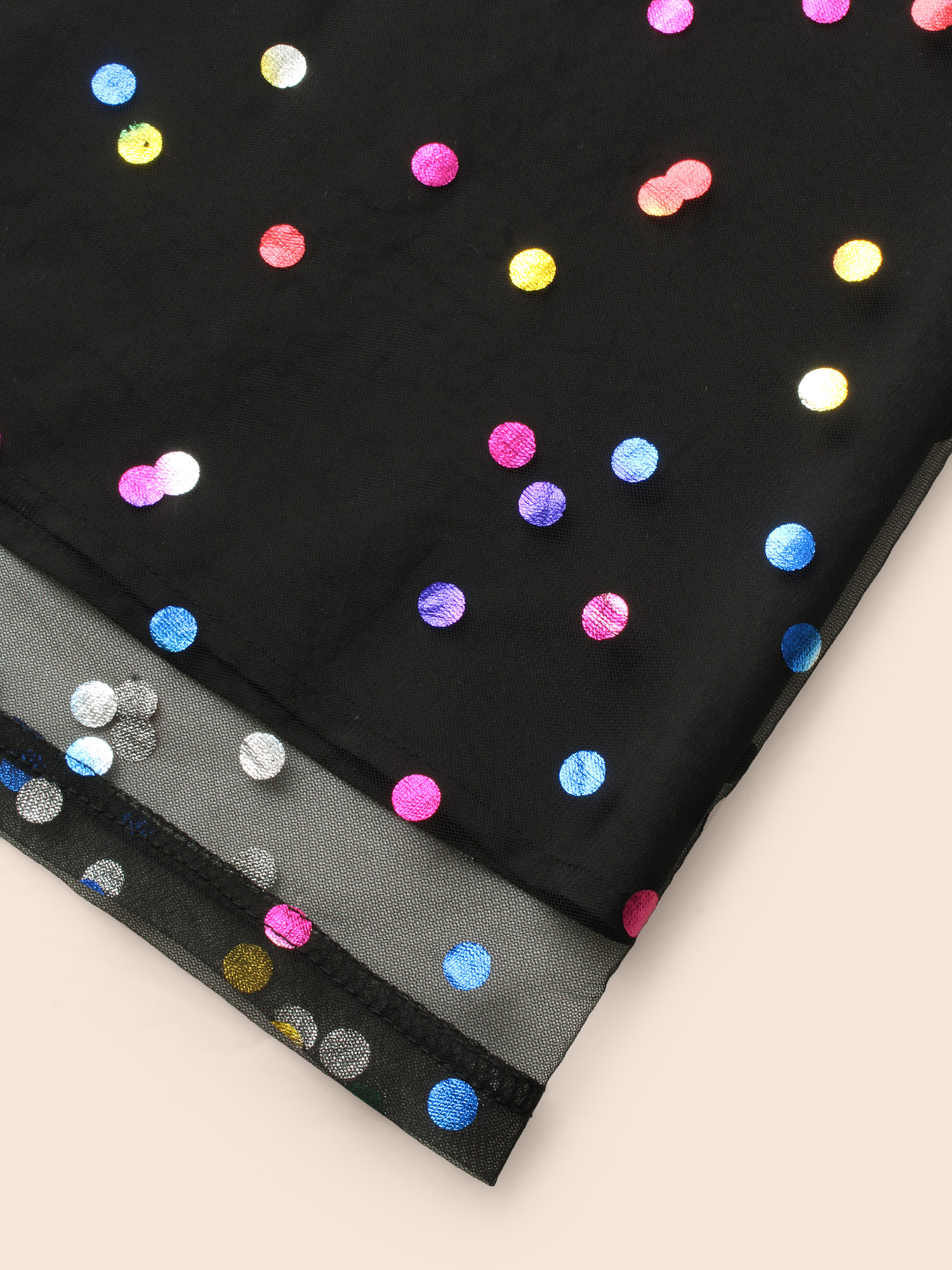 Plus Size Sequin Polka Dot Tiered Mesh Skirt Women Black Cocktail Tiered Loose No stretch Side seam pocket Party Skirts BloomChic 18-20/2X 