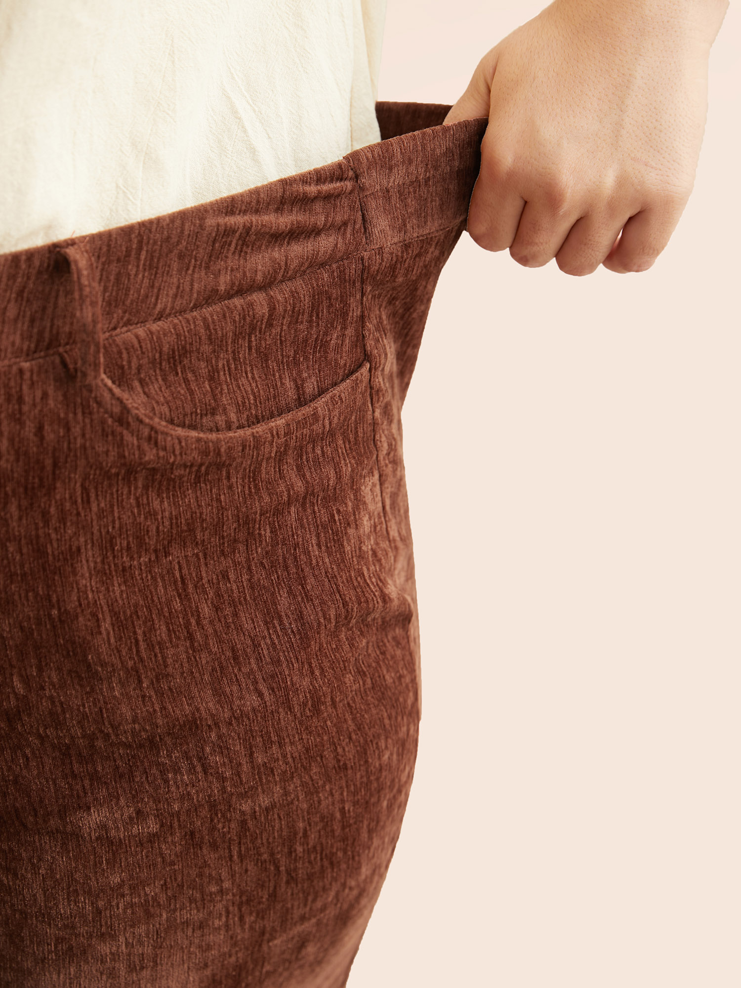 Plus Size Mid Rise Chenille Bootcut Pants Women Browncoffeecolor Elegant Bootcut Mid Rise Everyday Pants BloomChic 10/M 