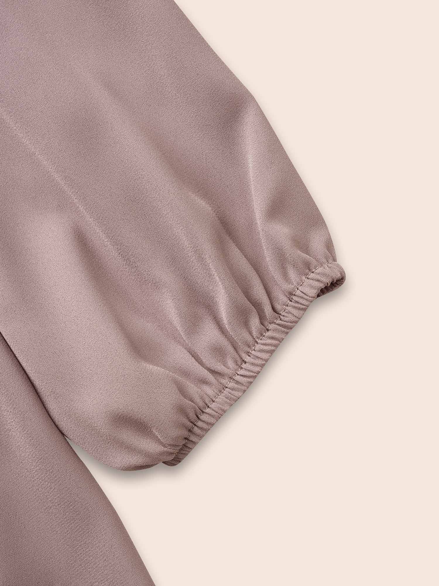 Plus Size Dirtypink Ribbon Tied Collar Ruffles Lantern Sleeve Blouse Women Elegant Long Sleeve Ribbon-tied collar Everyday Blouses BloomChic 18-20/2X 