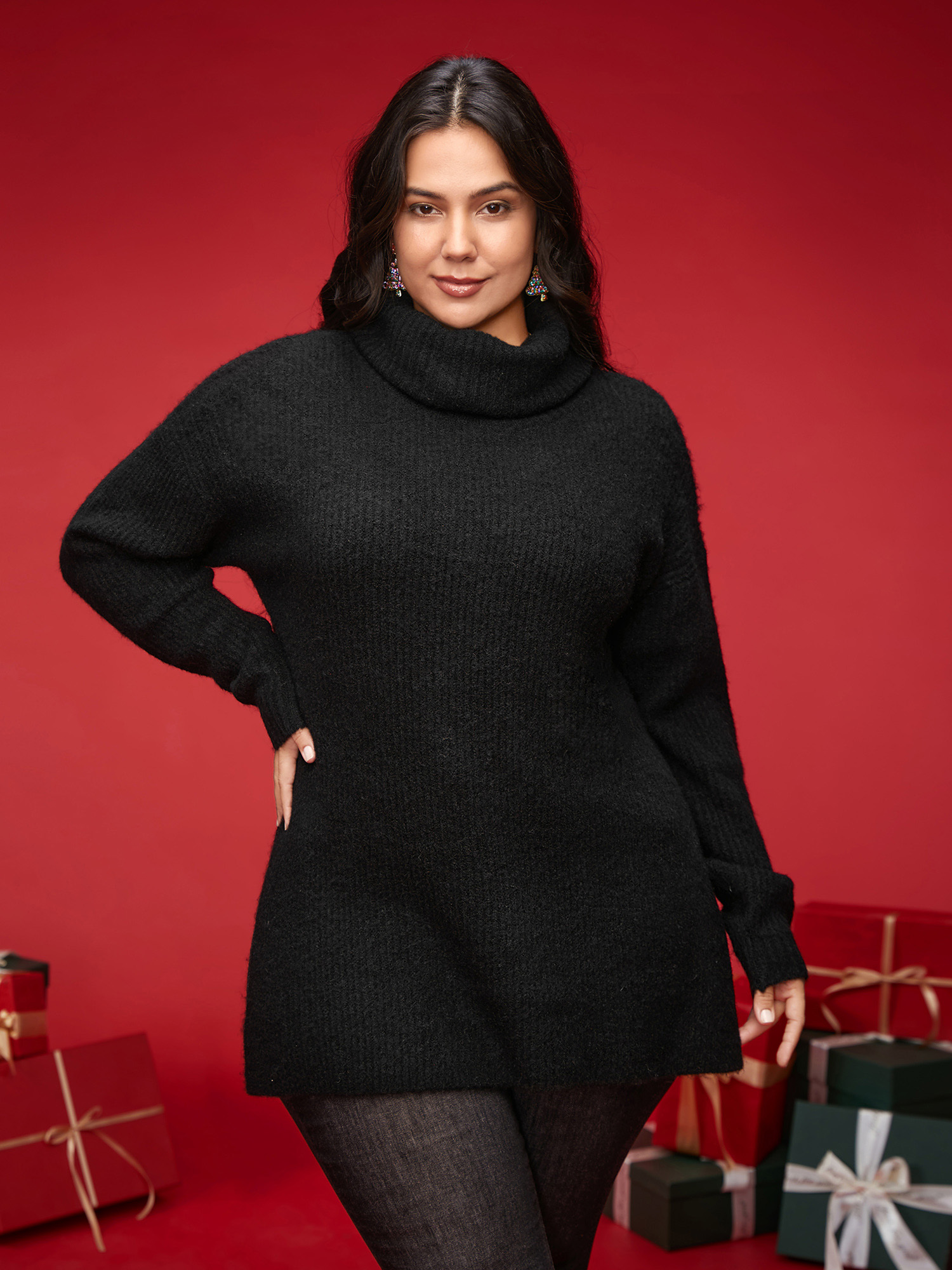 

Plus Size Supersoft Essentials Turtleneck Slim-Fit Pullover Black Women Casual Loose Long Sleeve Turtleneck Everyday Pullovers BloomChic