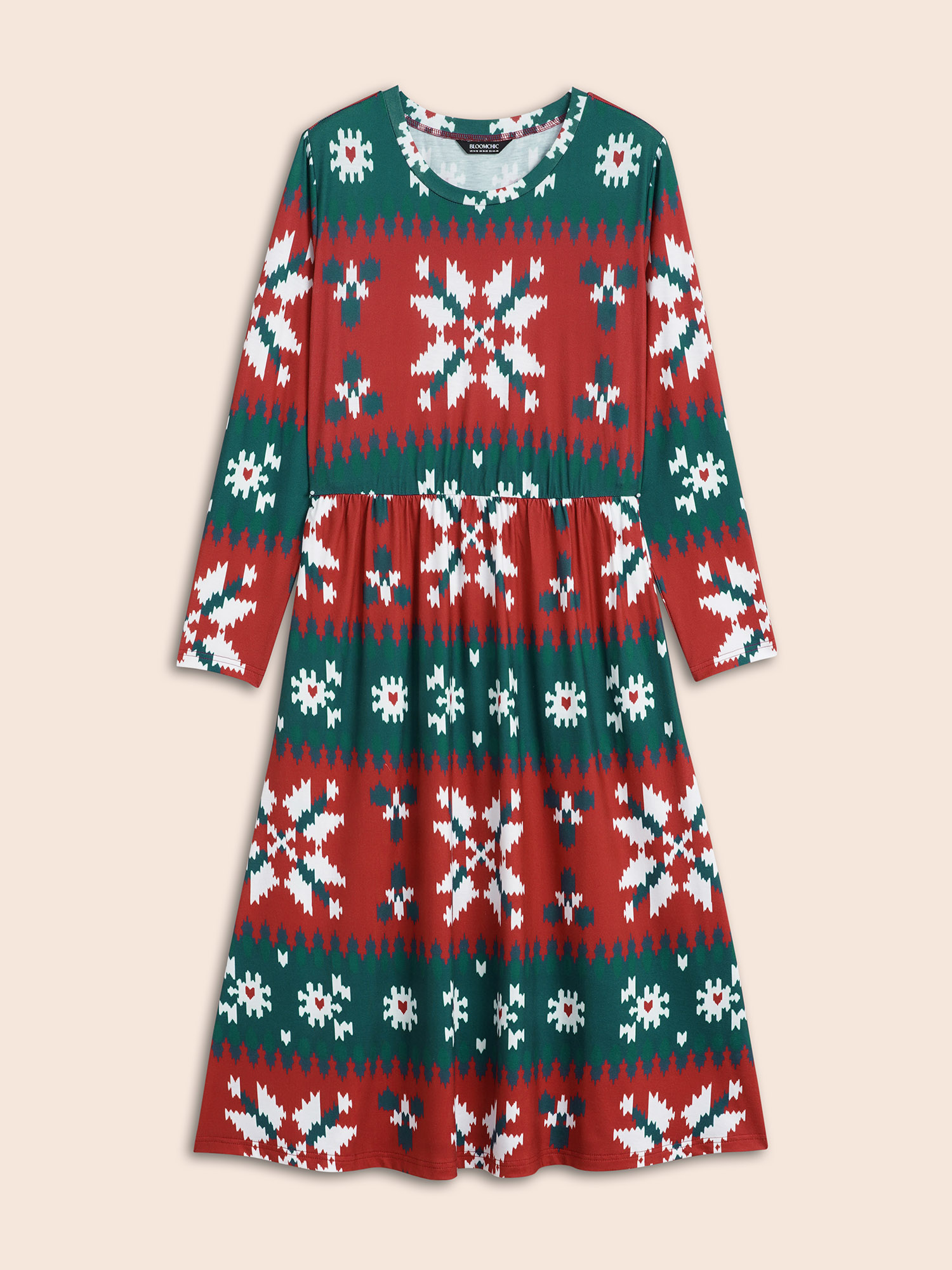 Plus Size Holiday Everything Printed Lounge Midi Dress Women Multicolor Casual Halloween Non Round Neck Side seam pocket Loungewear BloomChic 22-24/3X 