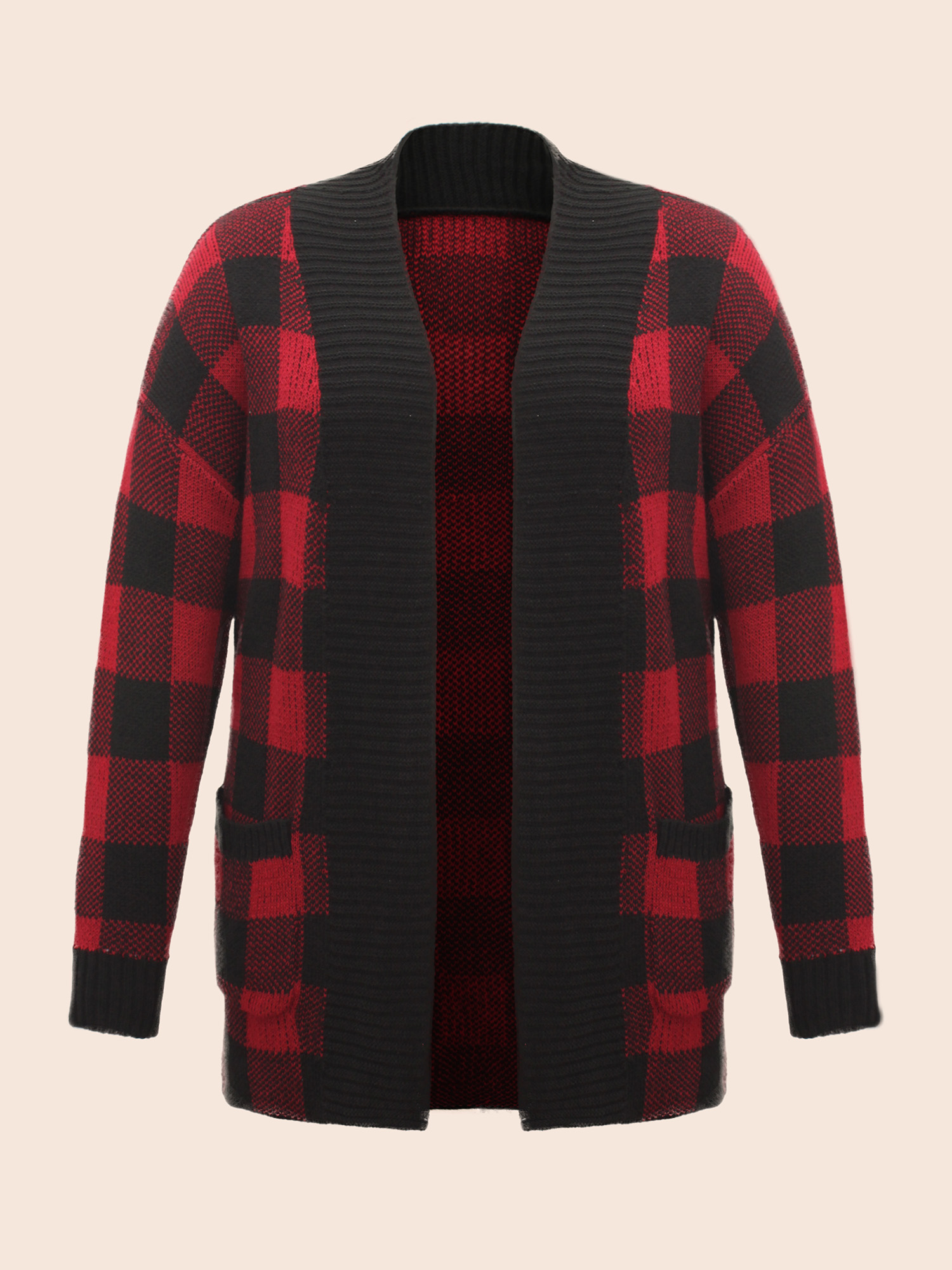 

Plus Size Plaid Pattern Ribbed Detailing Open Cardigan Scarlet Women Casual Loose Long Sleeve Everyday Cardigans BloomChic