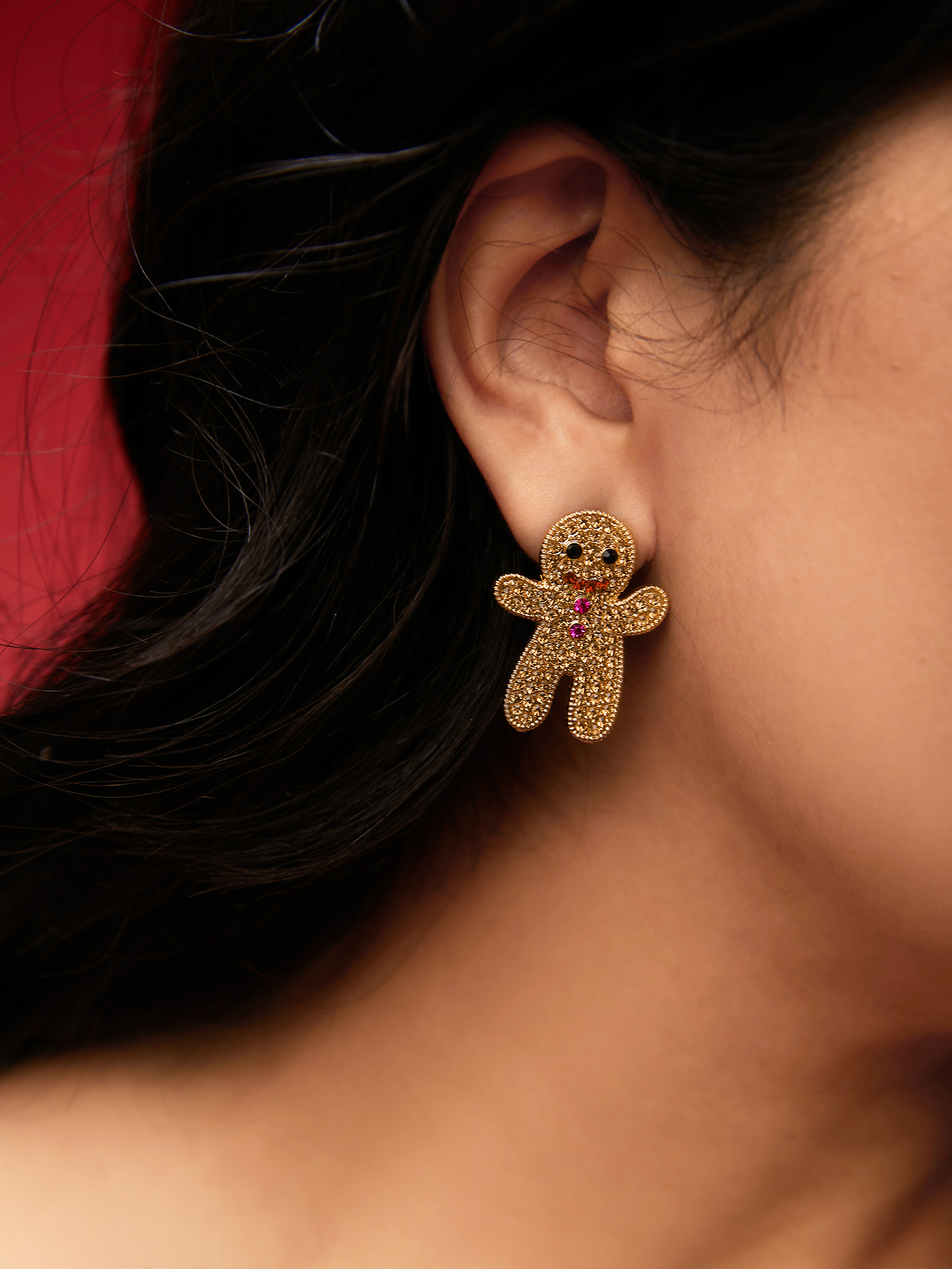 Gingerbread Zircon Earrings Party One Size Cocktail Earrings BloomChic