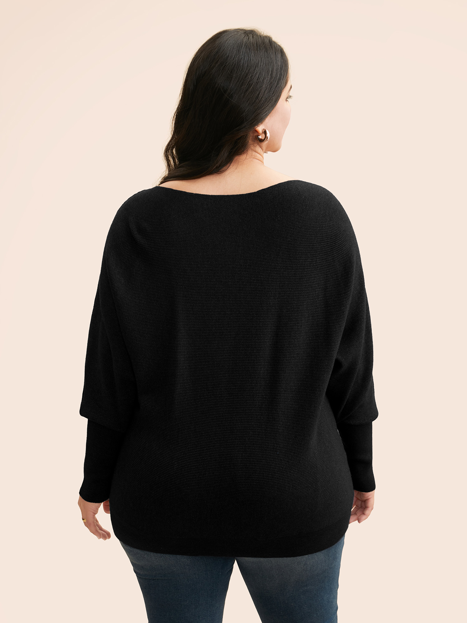 

Plus Size Supersoft Dolman Sleeve Pullover Black Women Casual Loose Long Sleeve Boat Neck Everyday Pullovers BloomChic