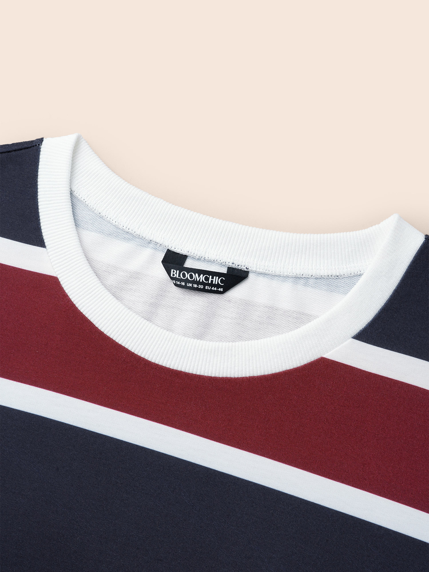 Plus Size Contrast Striped Drop Shoulder Sweatshirt Women Multicolor Casual Contrast Round Neck Everyday Sweatshirts BloomChic 26/4X 