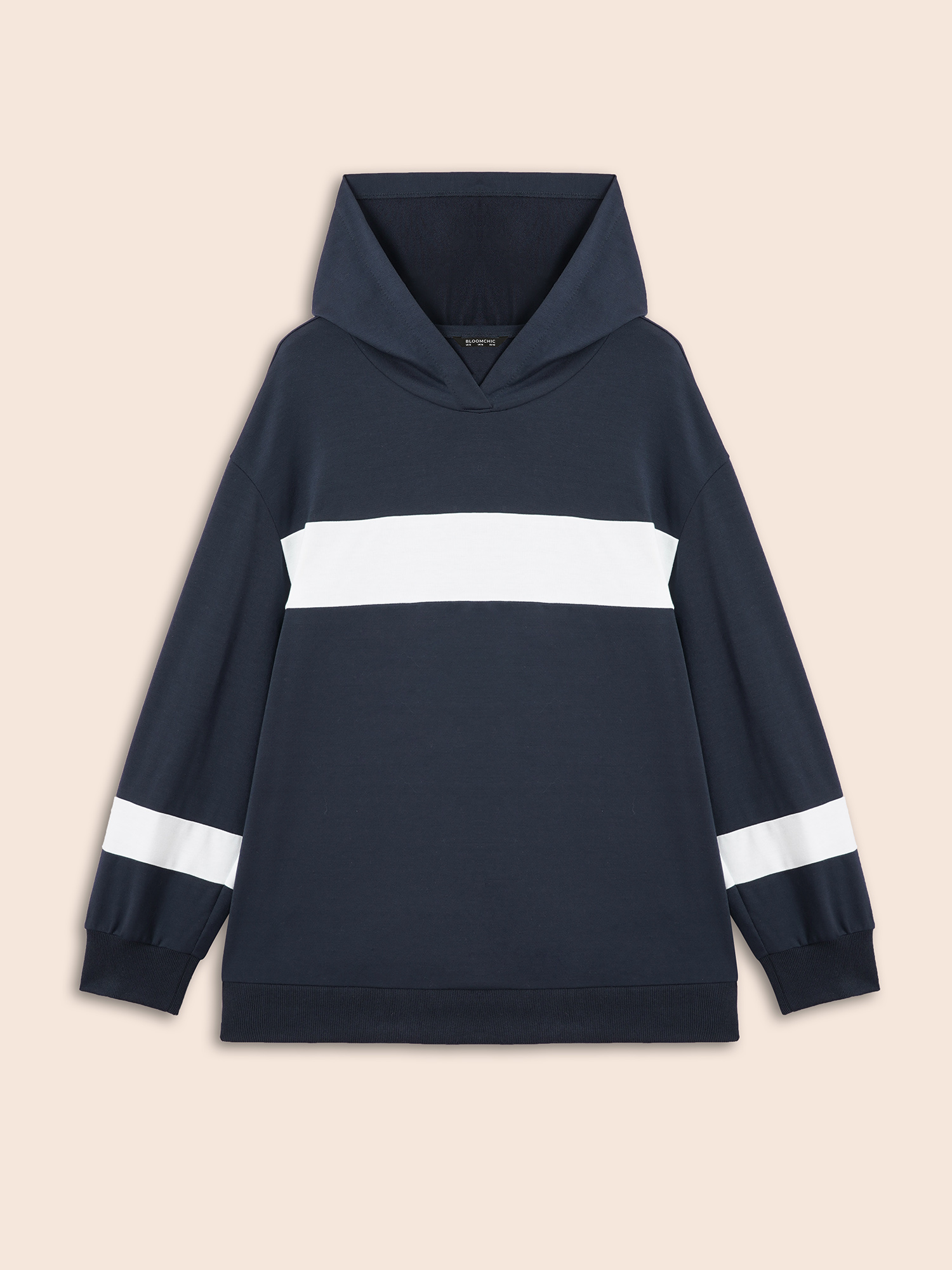 Plus Size Contrast Patchwork Hooded Sweatshirt Women Midnight Casual Contrast Hooded Everyday Sweatshirts BloomChic 12/L 