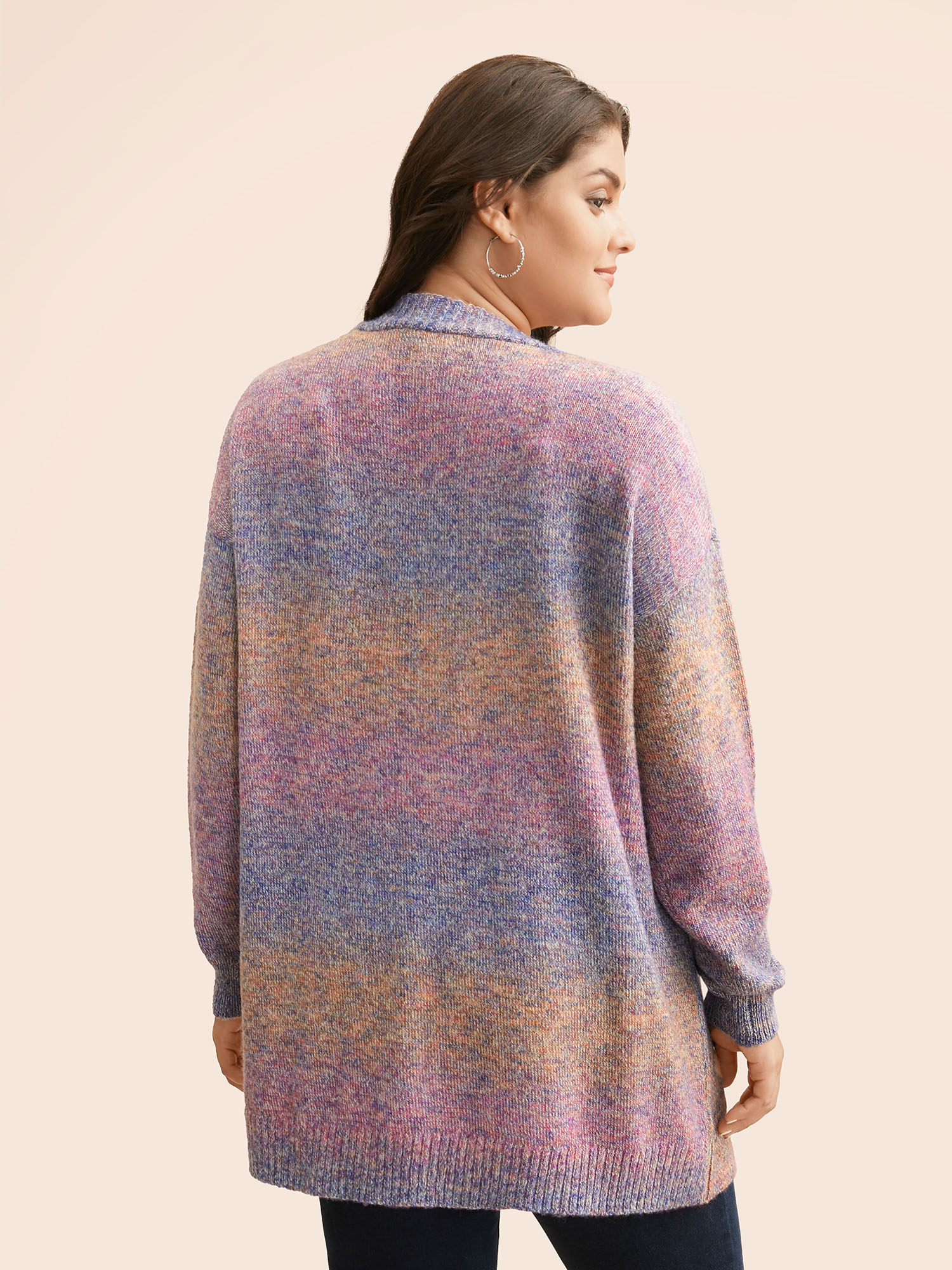 Plus Size Gradient Dyeing Patch Pocket Cardigan Multicolor Women Casual Loose Long Sleeve Everyday Cardigans BloomChic 22-24/3X 