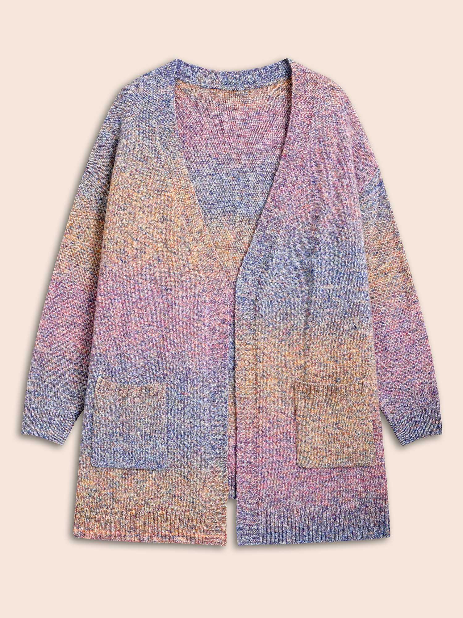 Plus Size Gradient Dyeing Patch Pocket Cardigan Multicolor Women Casual Loose Long Sleeve Everyday Cardigans BloomChic 22-24/3X 