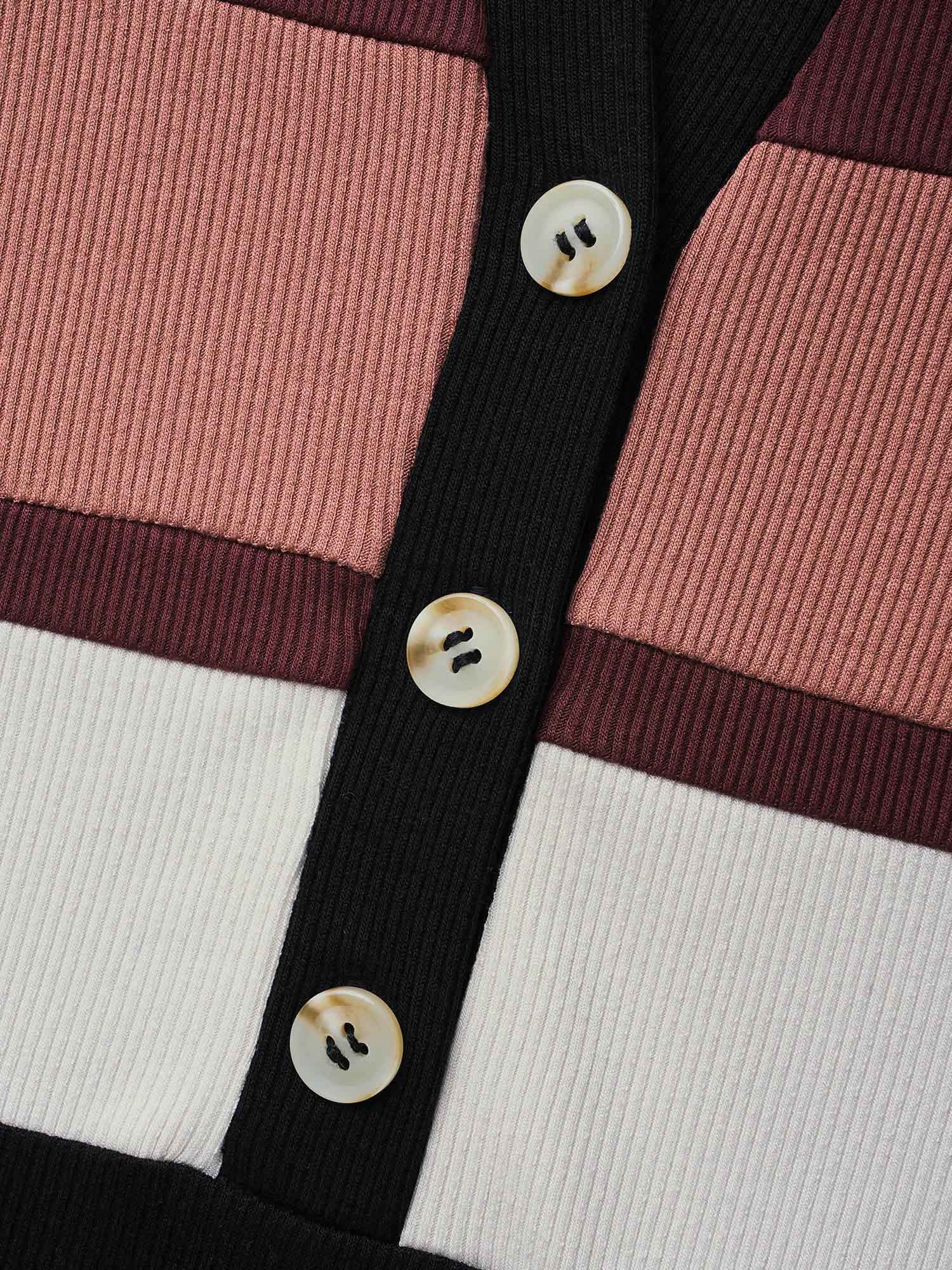 Plus Size Notched Collar Contrast Patchwork Button Up T-shirt Multicolor Women Casual Contrast Notched collar Everyday T-shirts BloomChic 10/M 