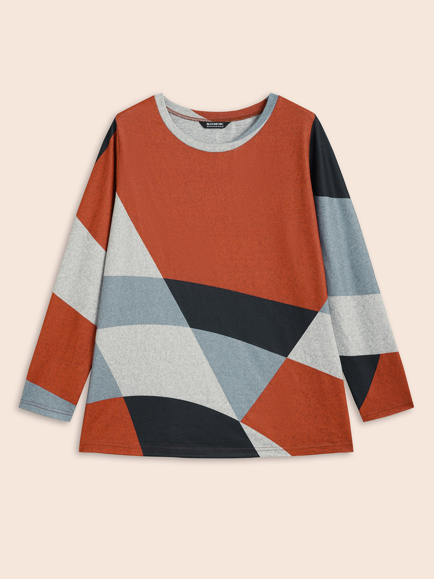 Plus Size Round Neck Colorblock Contrast T-shirt Multicolor Women Casual Contrast Non Everyday T-shirts BloomChic 26/4X 