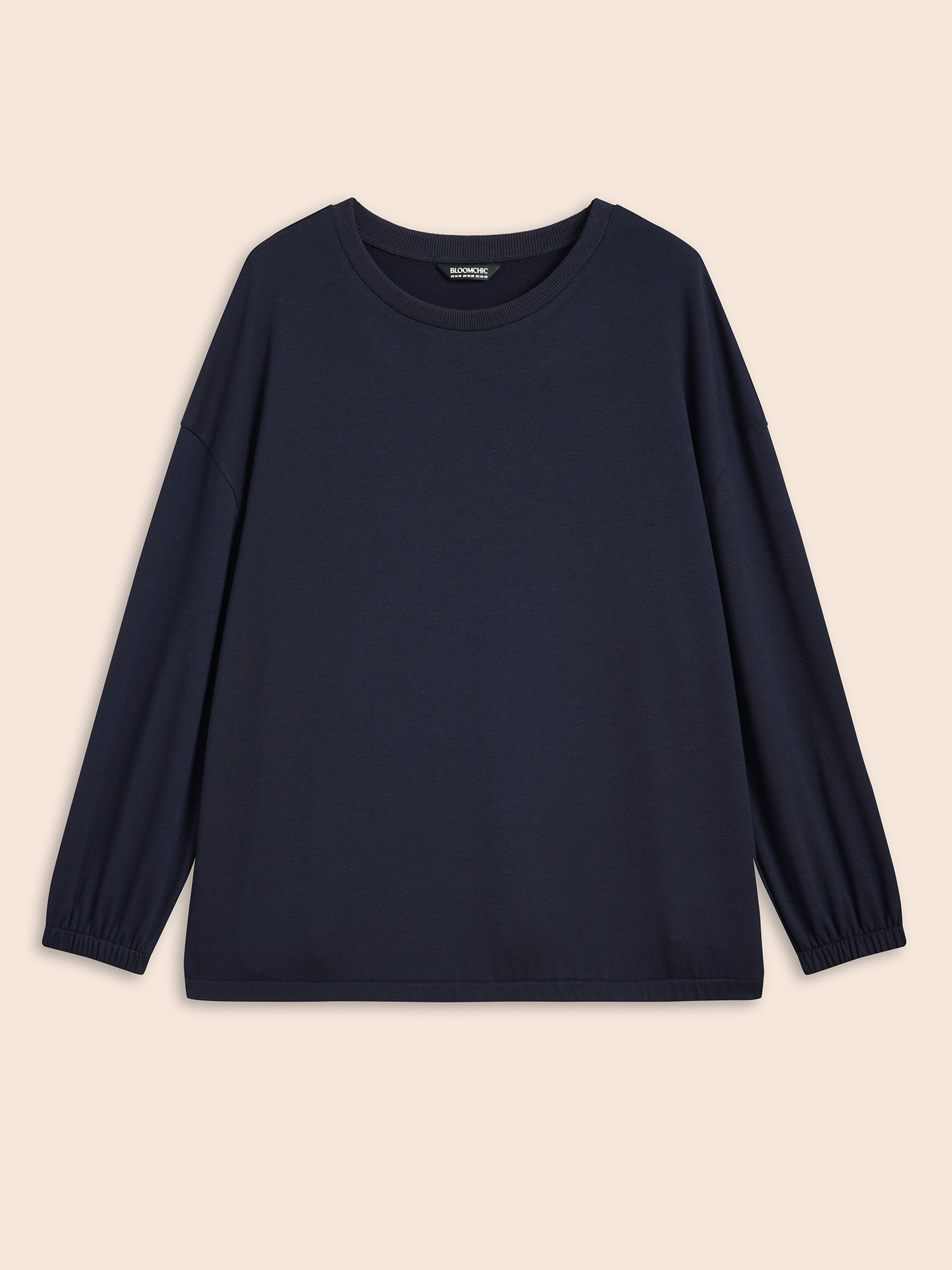 

Plus Size Slightly Stretchy Drop Shoulder Sleeve Sweatshirt Women Indigo Casual Non Round Neck Everyday Sweatshirts BloomChic