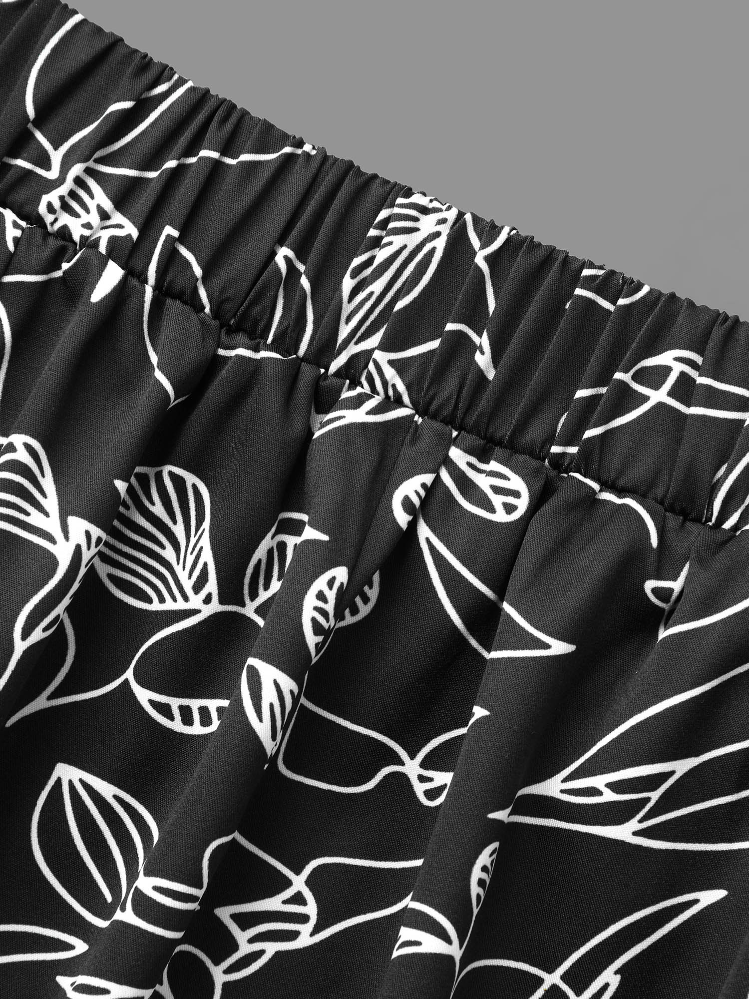 Plus Size Graffiti Print Elastic Waist Wide Leg Pants Women BlackFlower At the Office Wide Leg Mid Rise Work Pants BloomChic 30/6X 
