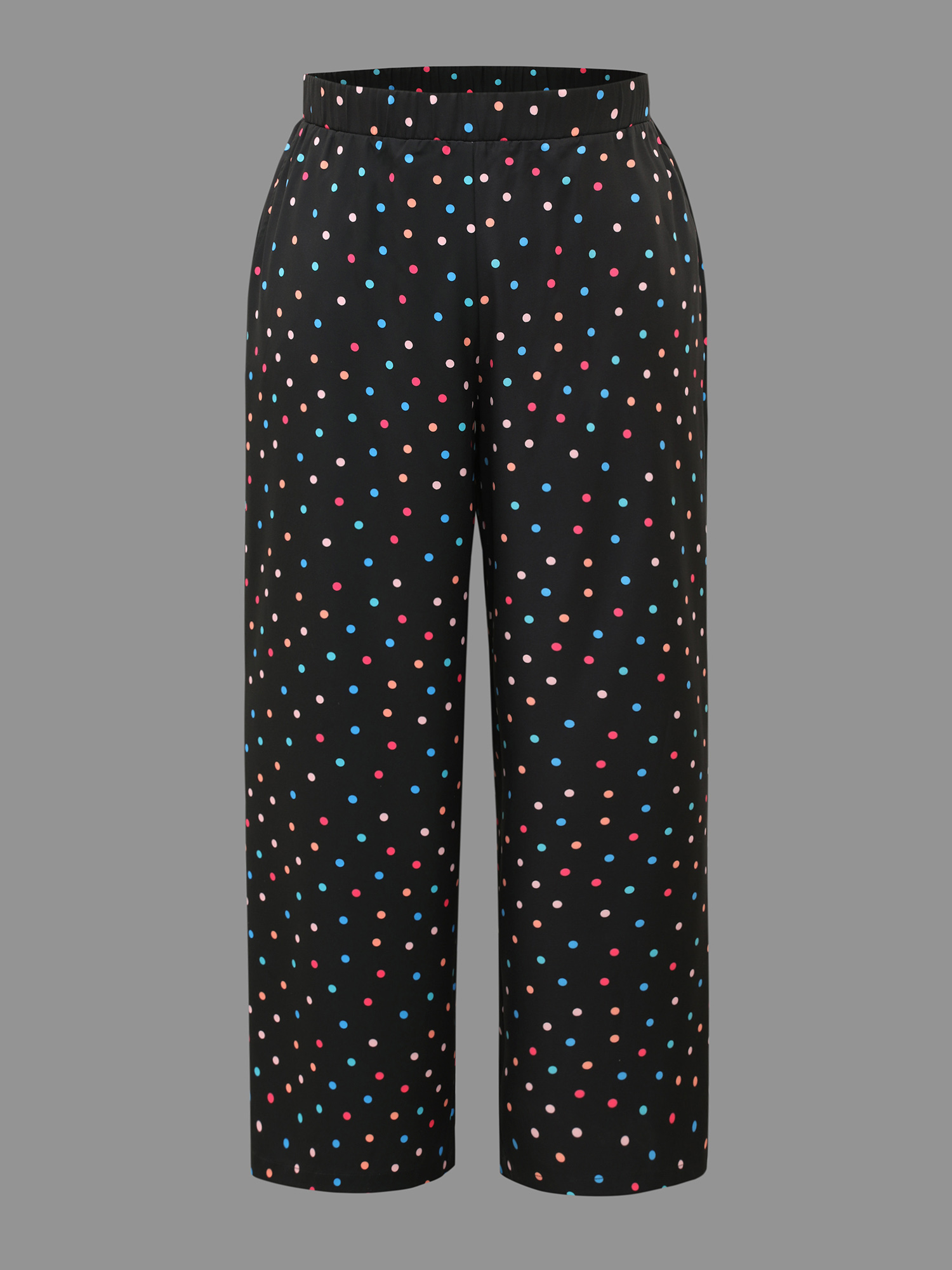 

Plus Size Colored Polka Dot Wide Leg Pants Women Black Workwear Essentials Loose Mid Rise Work Pants BloomChic