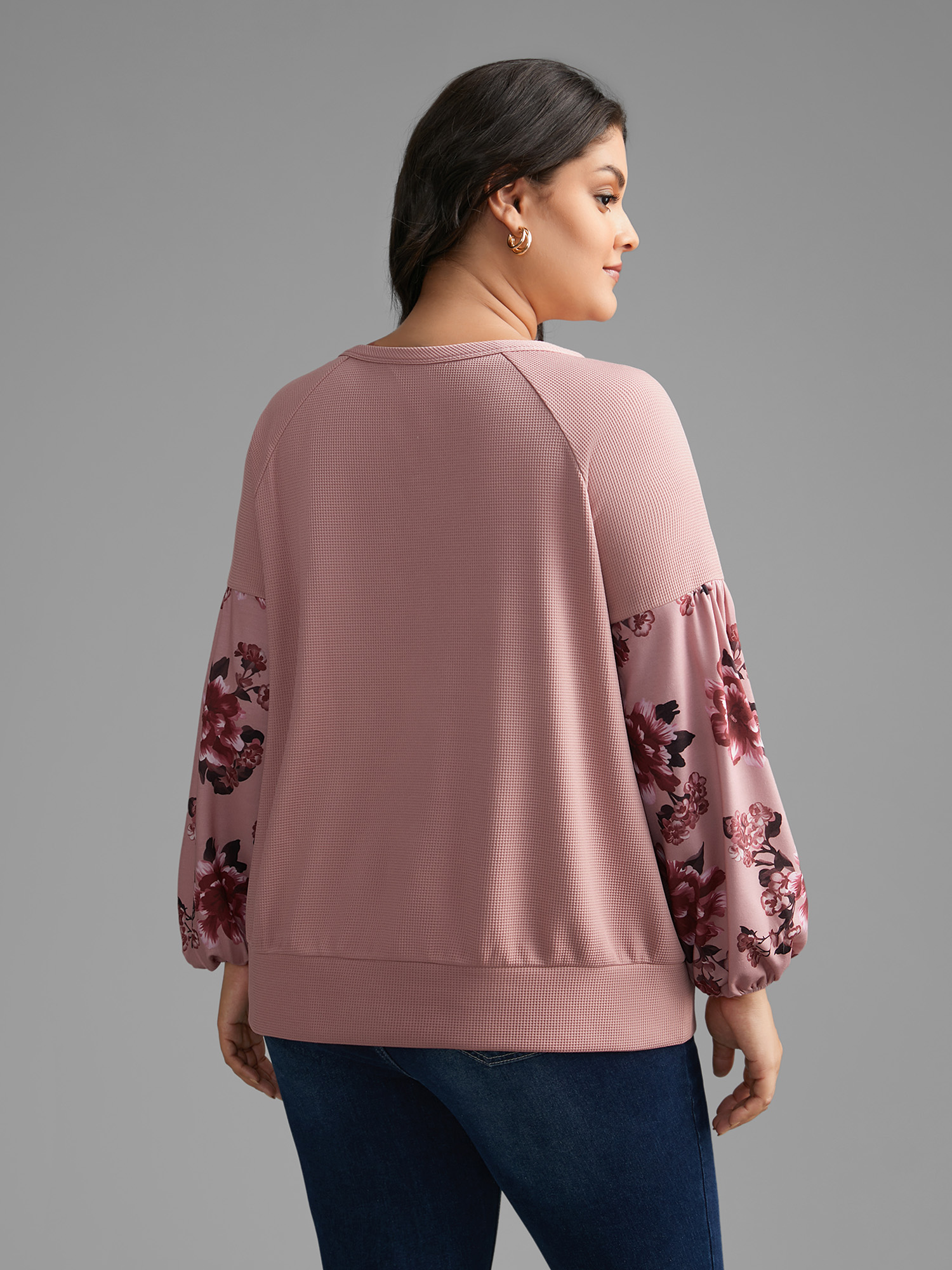 Plus Size Round Neck Floral Patchwork Woven Ribbon Sweatshirt Women Multicolor Elegant Woven ribbon&lace trim Round Neck Everyday Sweatshirts BloomChic 26/4X 
