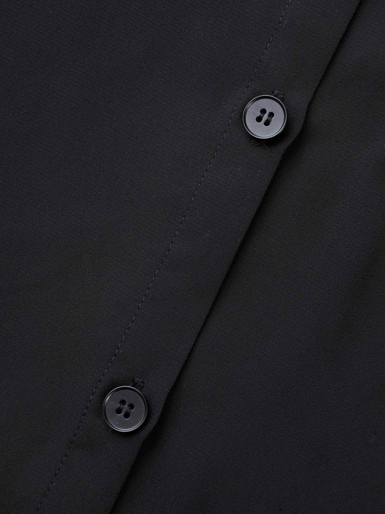 Plus Size Black Chiffon Mesh Pleated Tunic Blouse Women Elegant Long Sleeve Shirt collar Everyday Blouses BloomChic 14-16/1X 