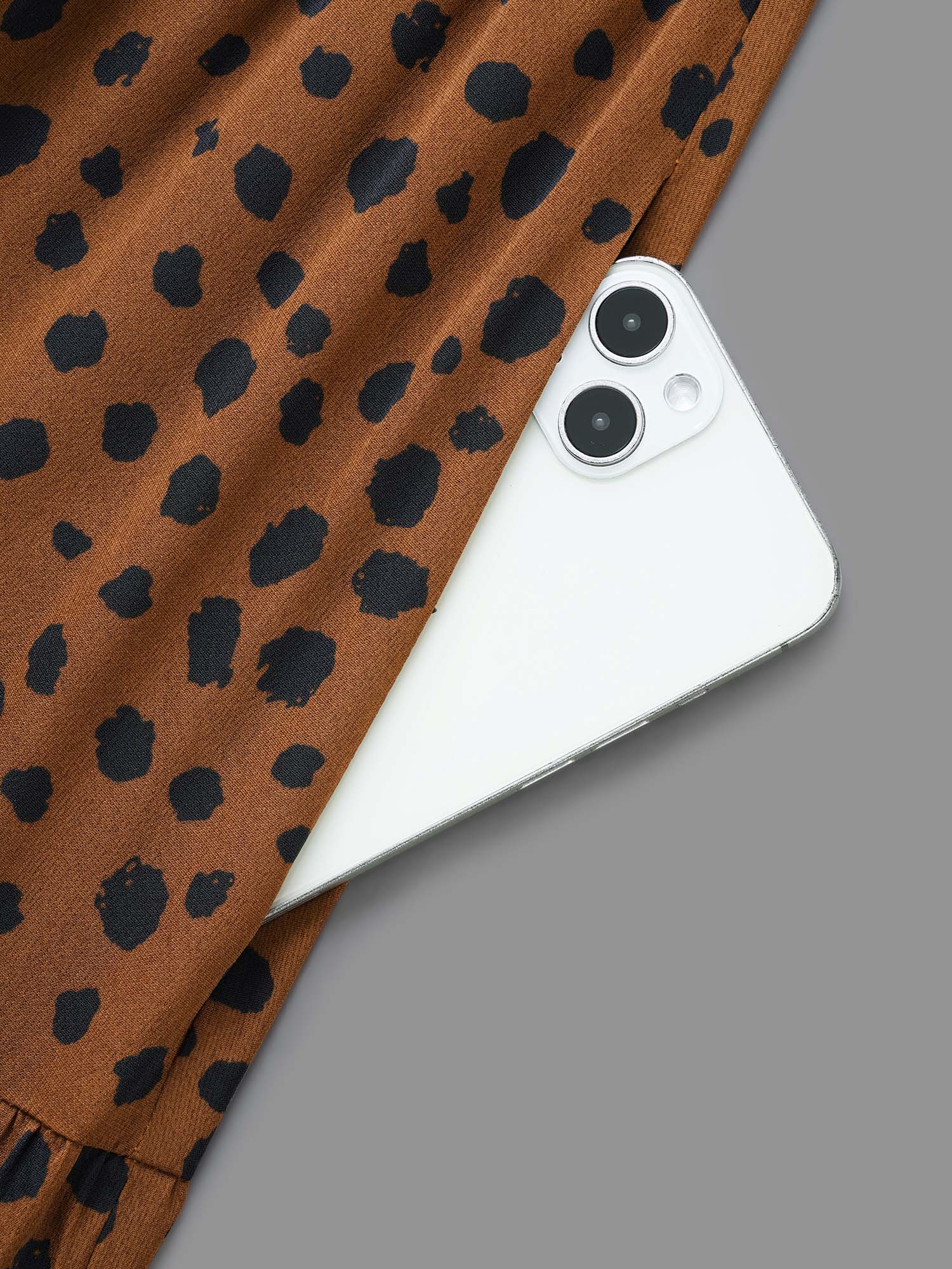 Plus Size Leopard Print Tie Knot Ruffle Layered Hem Dress Browncoffeecolor Women Elegant Tie knot V-neck Long Sleeve Curvy BloomChic 18-20/2X 