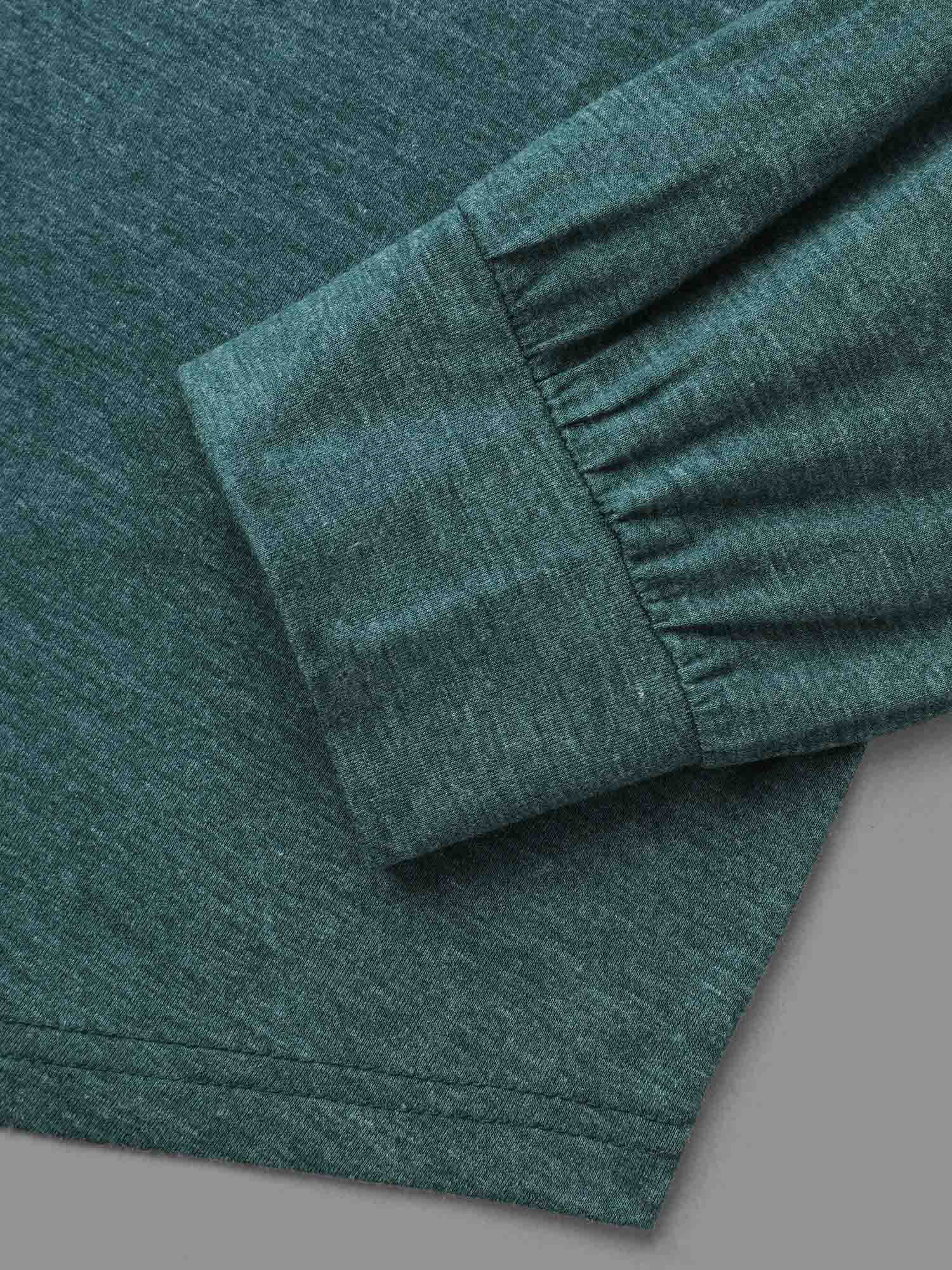 Plus Size Solid Heather Round Neck Pleated T-shirt DarkGreen Women Casual Pleated Round Neck Everyday T-shirts BloomChic 22-24/3X 