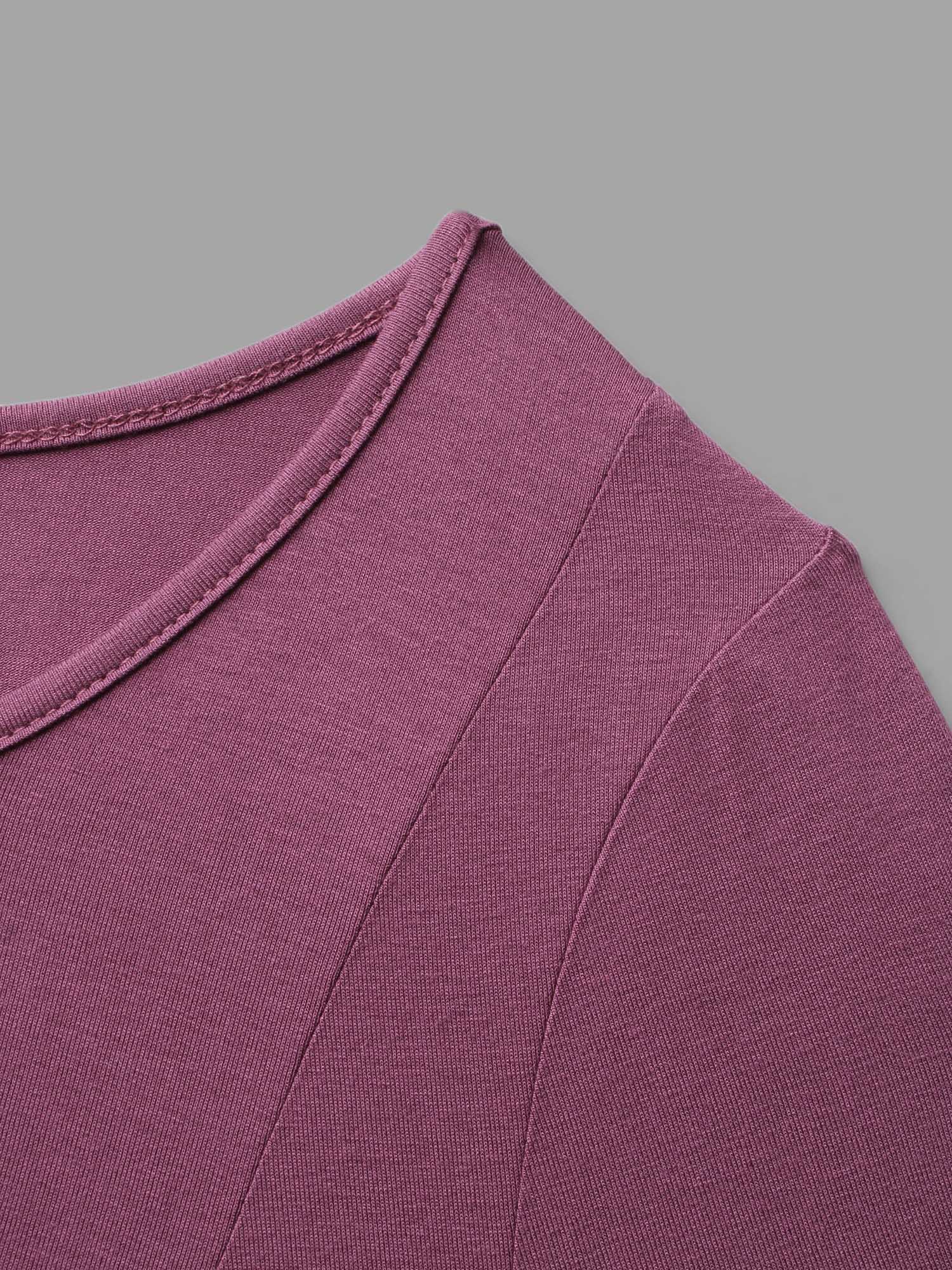 

Plus Size Supersoft Essentials Round Neck Stretchy T-shirt Eggplant Women Elegant Non Round Neck Everyday T-shirts BloomChic