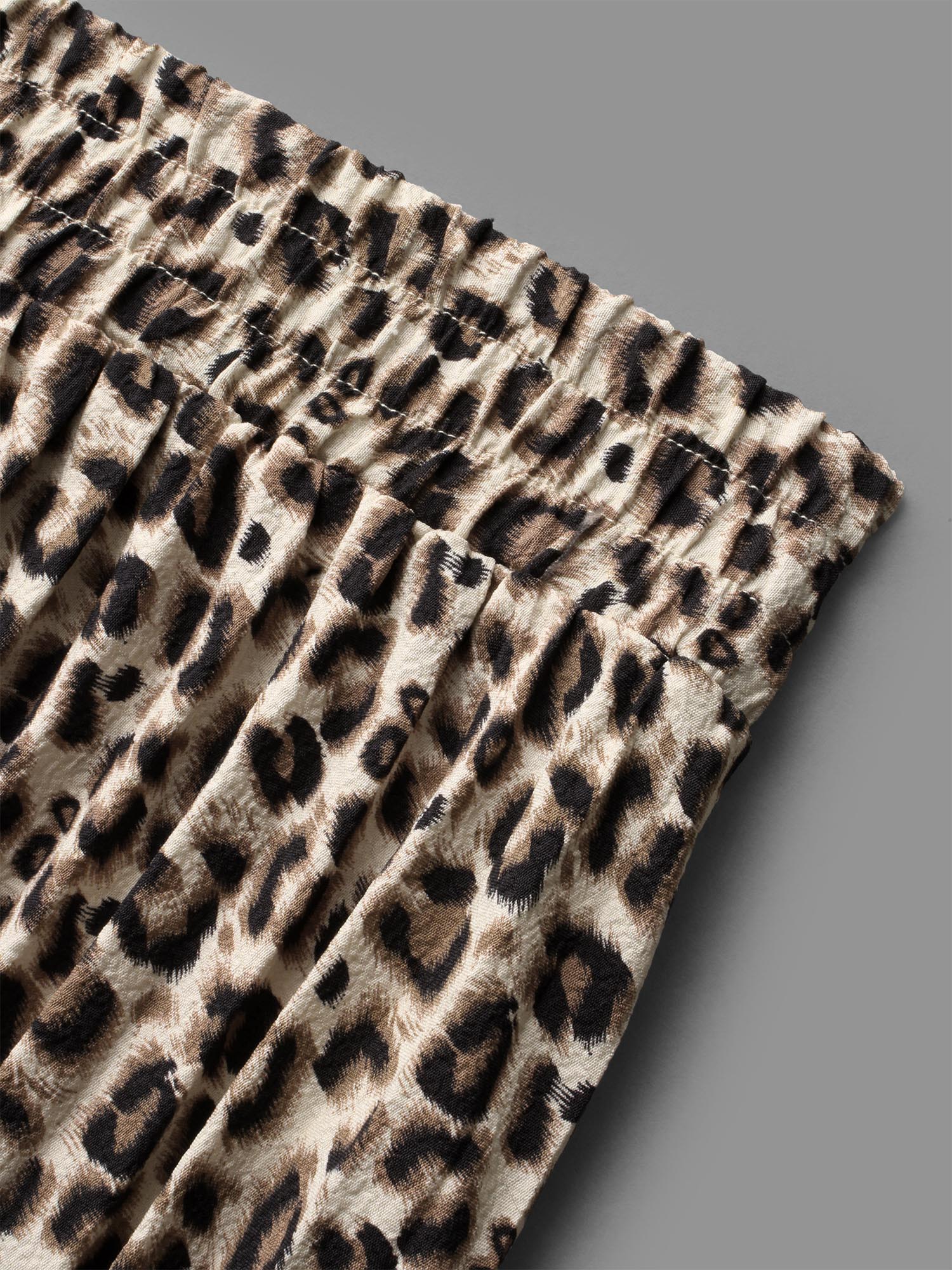Plus Size Leopard Print Pleated Elastic Waist Skirt Women Leopard Elegant No stretch Everyday Skirts BloomChic 28/5X 