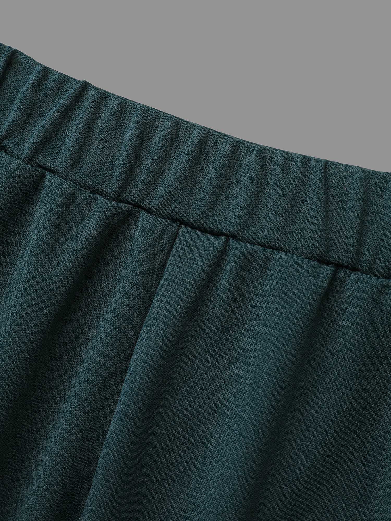 Plus Size Solid Elastic Waist Wide Leg Pants Women DarkGreen Workwear Essentials Wide Leg Mid Rise Work Pants BloomChic 18-20/2X 