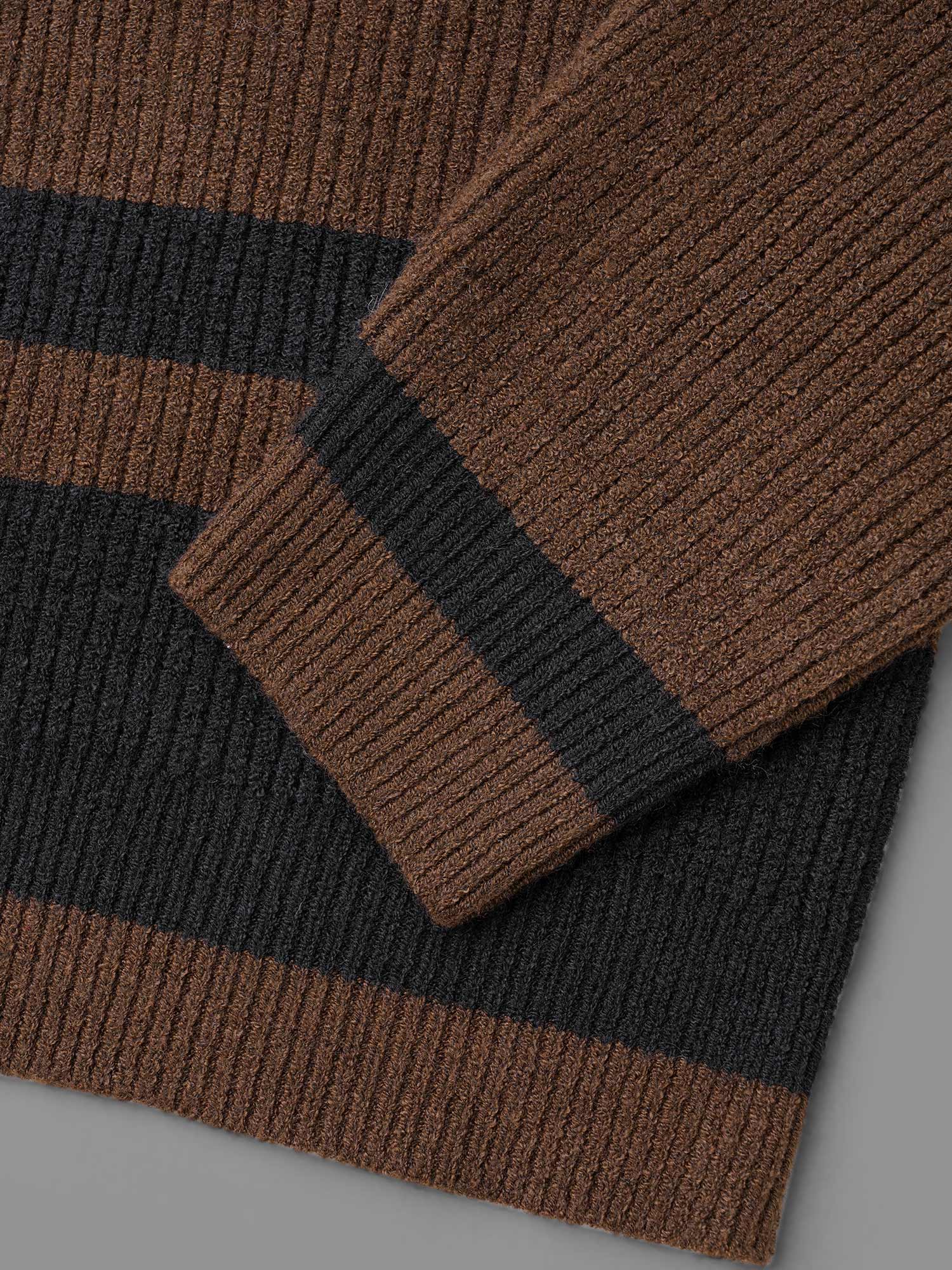 Plus Size Collared Button Front Striped Hem Knit Cardigan DarkBrown Women Casual Loose Long Sleeve Everyday Cardigans BloomChic 26/4X 