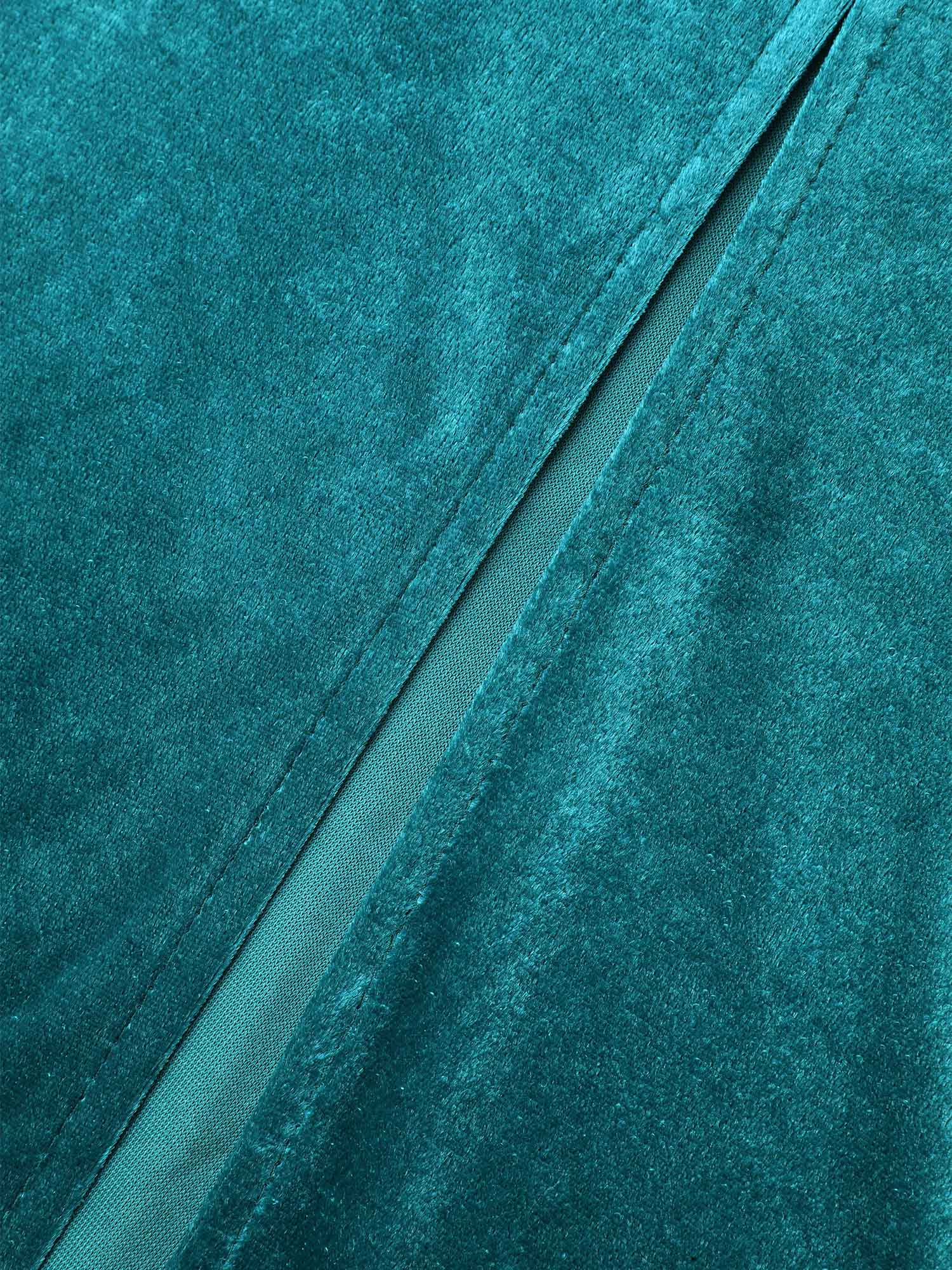 Side view of BloomChic Women's Plus Size Velvet V-Neck Side Slit Maxi Dress Aegean Party Maxi Texture 28/5X