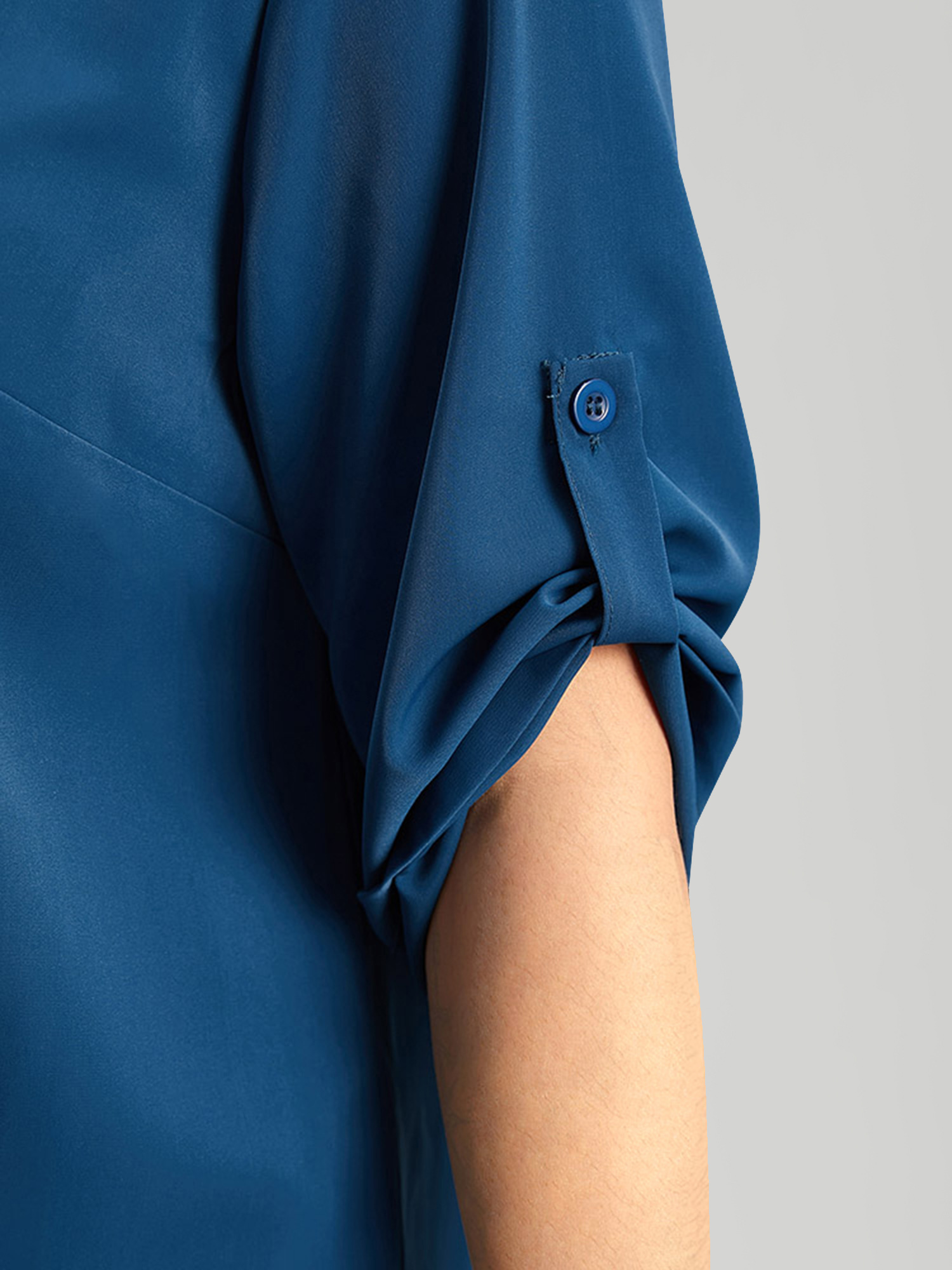 Plus Size Women Work Plain Plain Regular Sleeve Elbow-length sleeve V-neck At the Office Blouses BloomChic 
