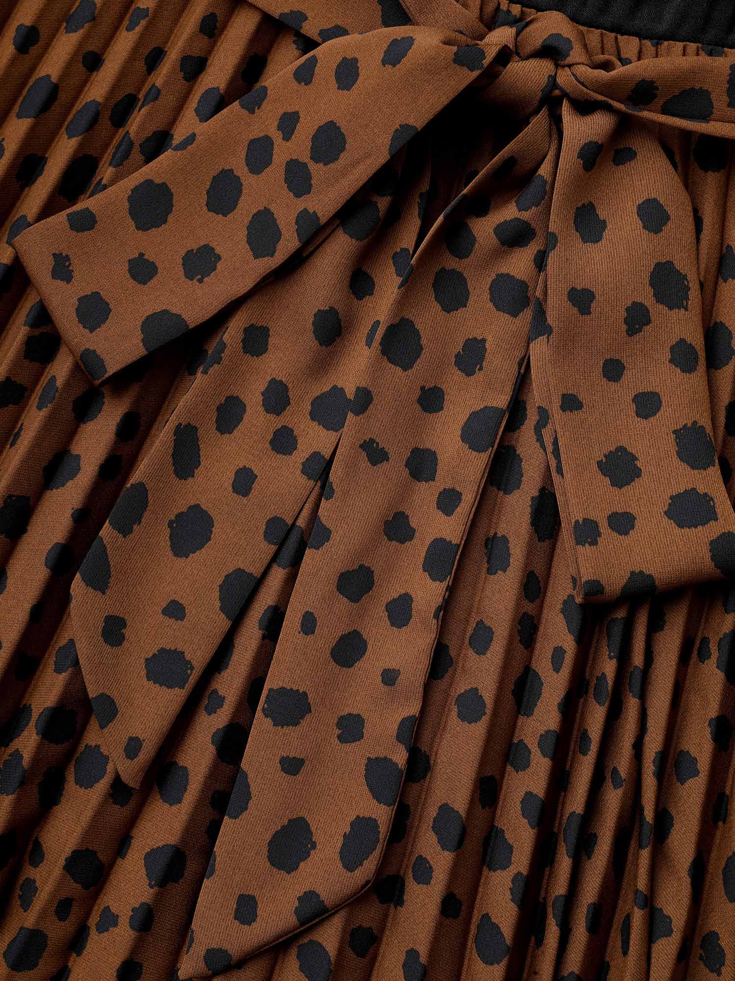 Plus Size Leopard Print Pleated Mock Neck Midi Dress Bronze Women At the Office Belted Mock Neck Long Sleeve Curvy BloomChic 28/5X 