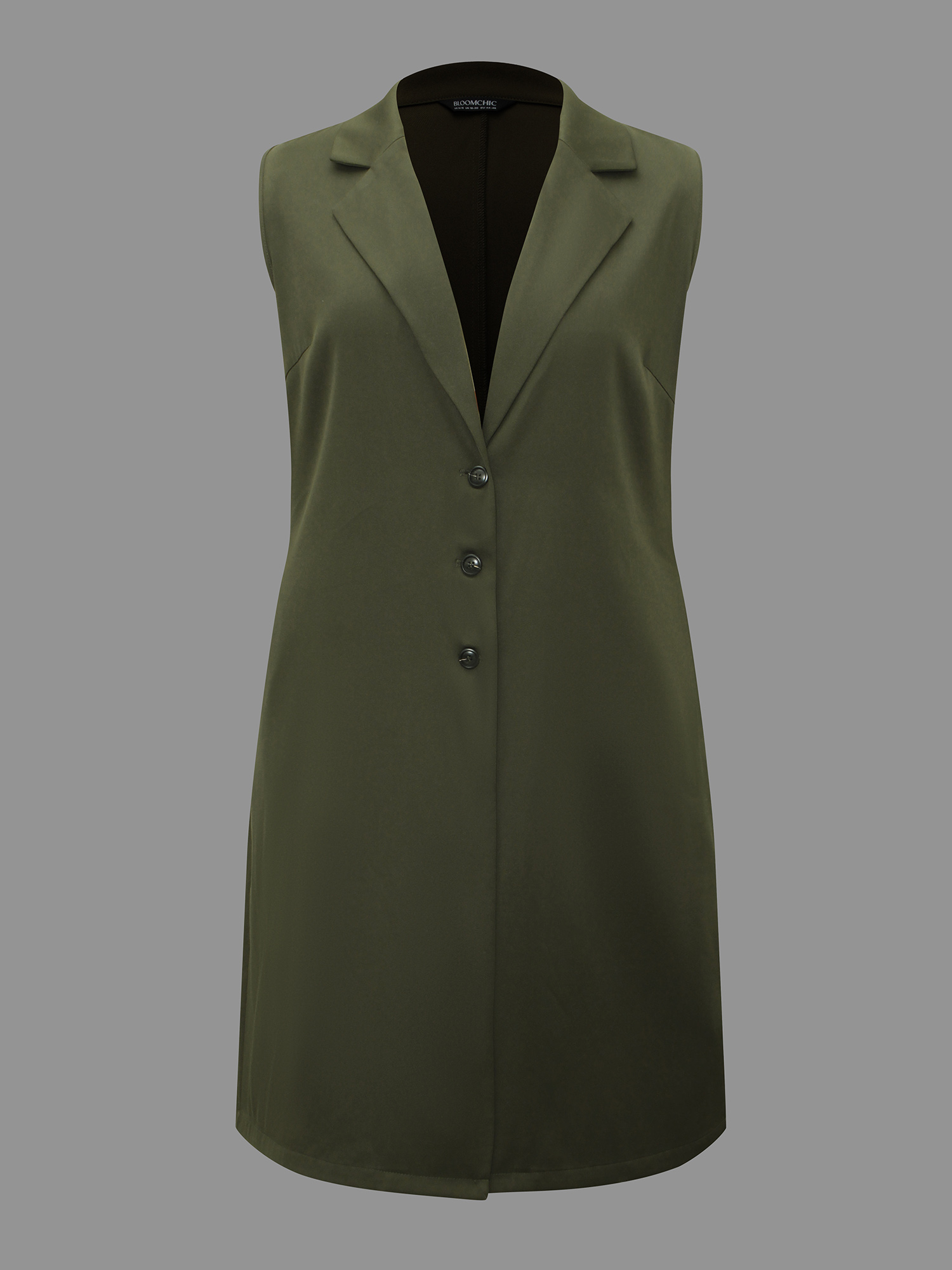 Plus Size Solid Lapel Collar Pockets Coat Women ArmyGreen Elegant Button Loose Ladies Everyday Winter Coats BloomChic 30/6X 