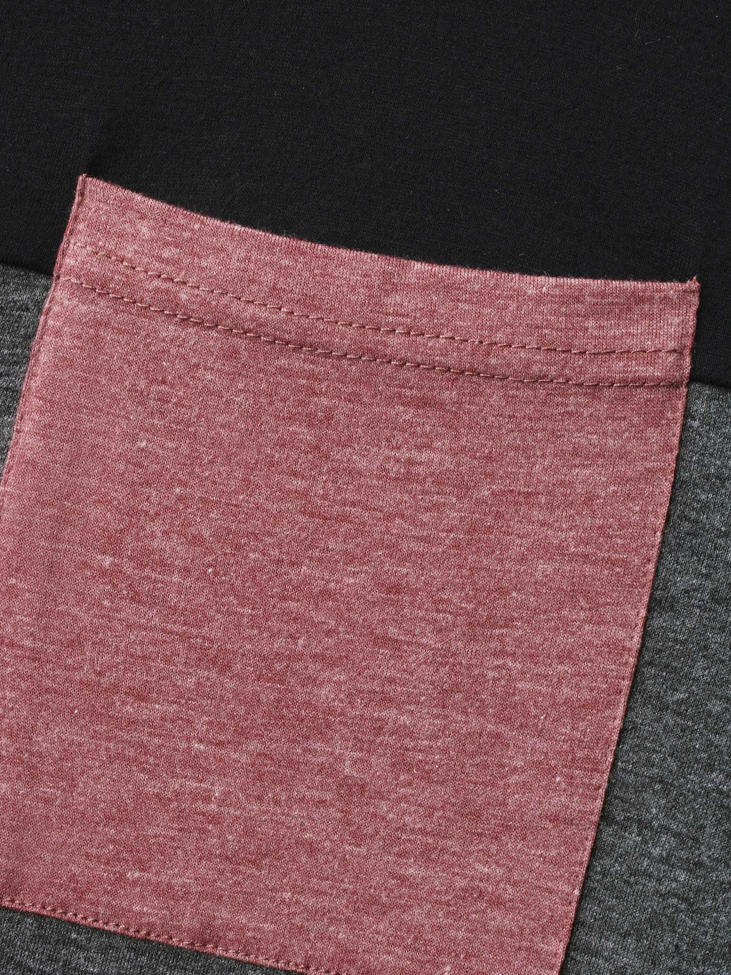 Plus Size Color Block Chest Pocket Round Neck T-Shirt Multicolor Women Casual Contrast Boat Neck Loose Everyday T-shirts BloomChic 26/4X 