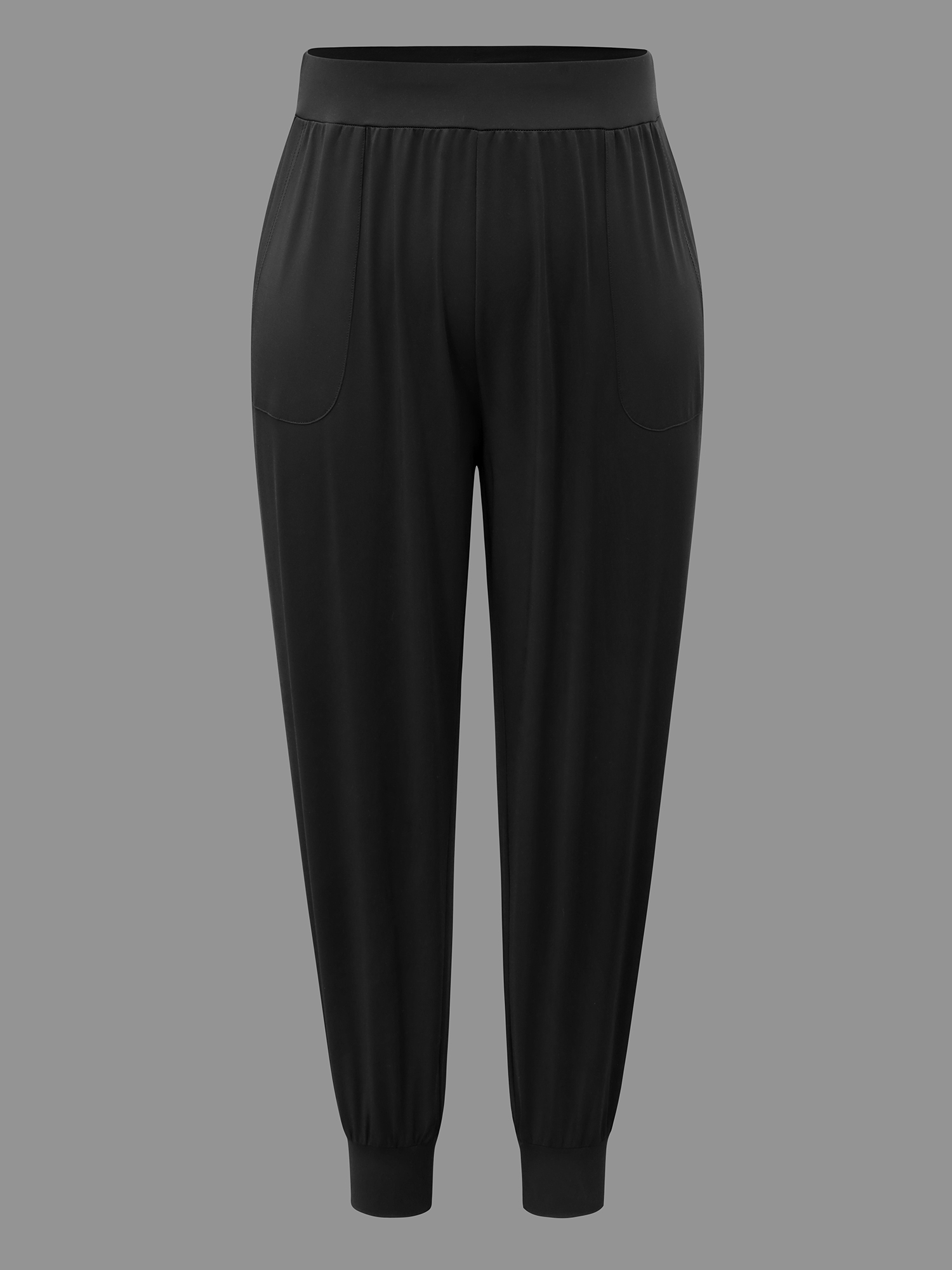 Plus Size Elastic Waist Mid-Rise Yoga Jogger Pants Women Black Casual Mid Rise Everyday Pants BloomChic 14-16/1X 