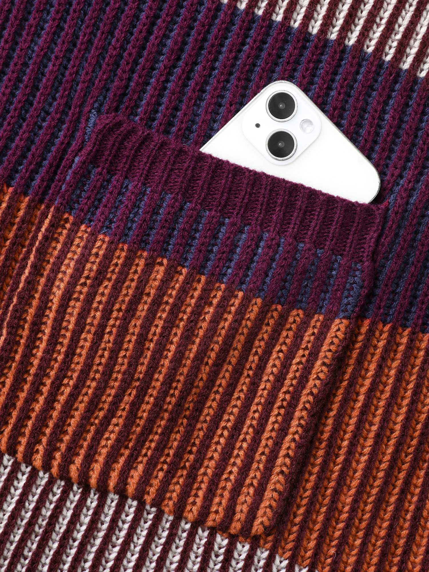 Plus Size Front-Open Color Block Knit Cardigan Multicolor Women Casual Loose Long Sleeve Everyday Cardigans BloomChic 30/6X 