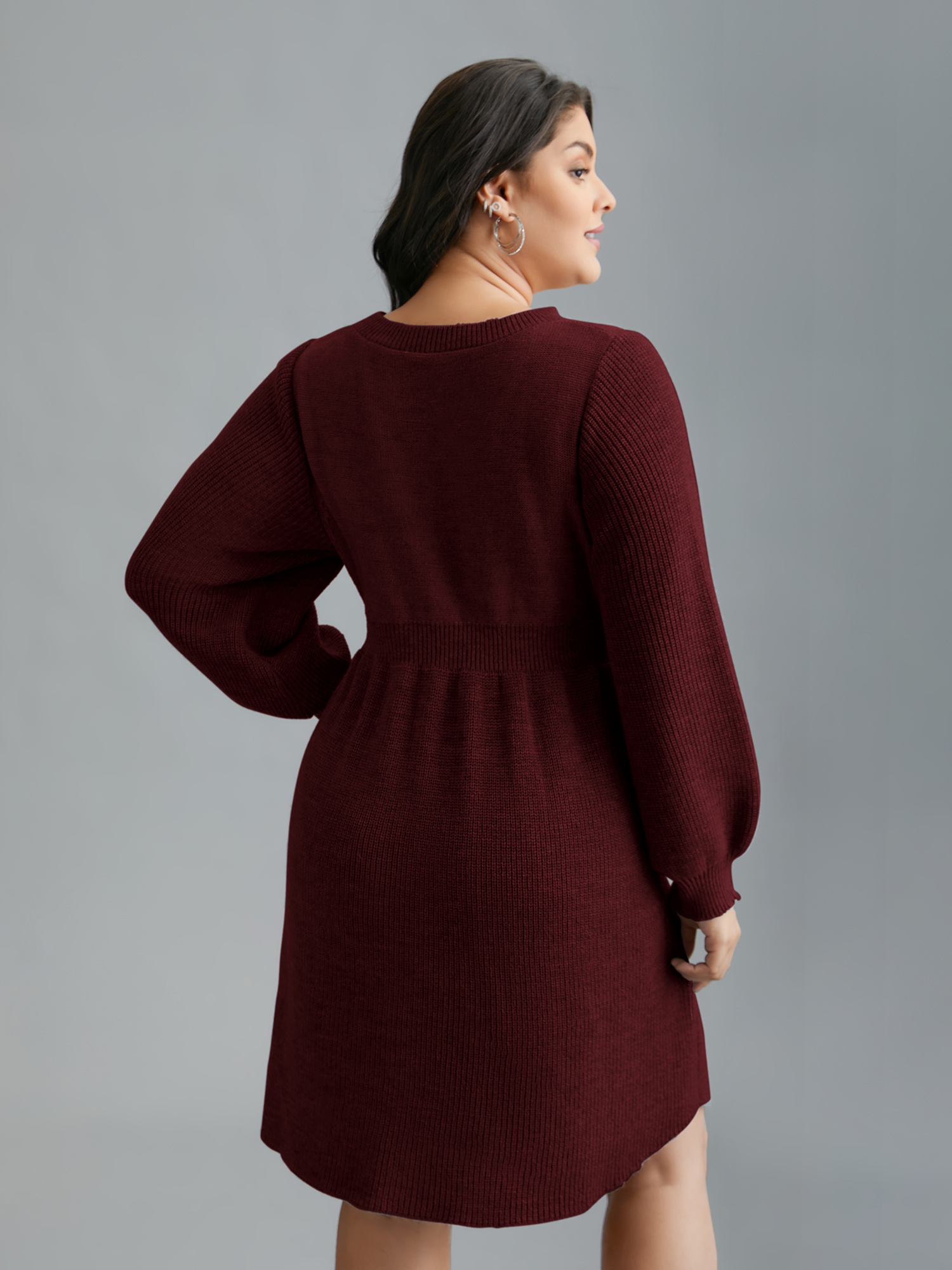 

Plus Size Cable Knit Elastic Waist Midi Sweater Dress Deepred Women Elegant Bodycon Long Sleeve Everyday Sweater Dresses BloomChic