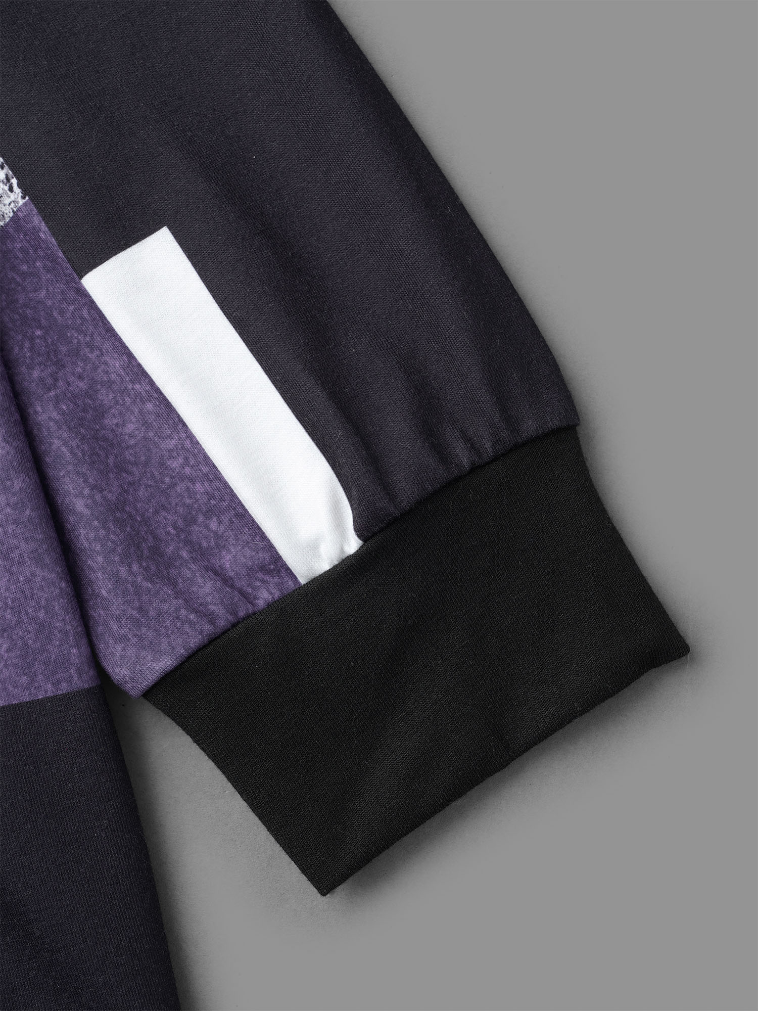 Plus Size Crew Neck Geometric Patchwork Sweatshirt Women Deeppurple Casual Contrast Loose Round Neck Everyday Sweatshirts BloomChic 10/M 