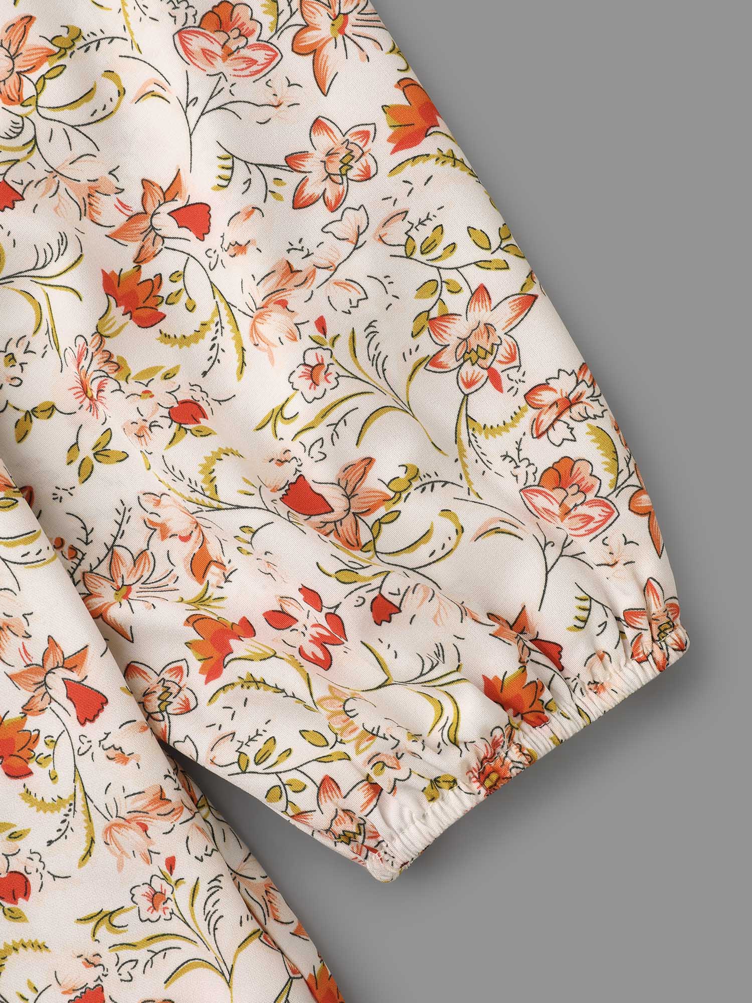 Plus Size Multicolor V Neck Ditsy Floral Contrast Webbing Blouse Women Elegant Long Sleeve V-neck Everyday Blouses BloomChic 22-24/3X 
