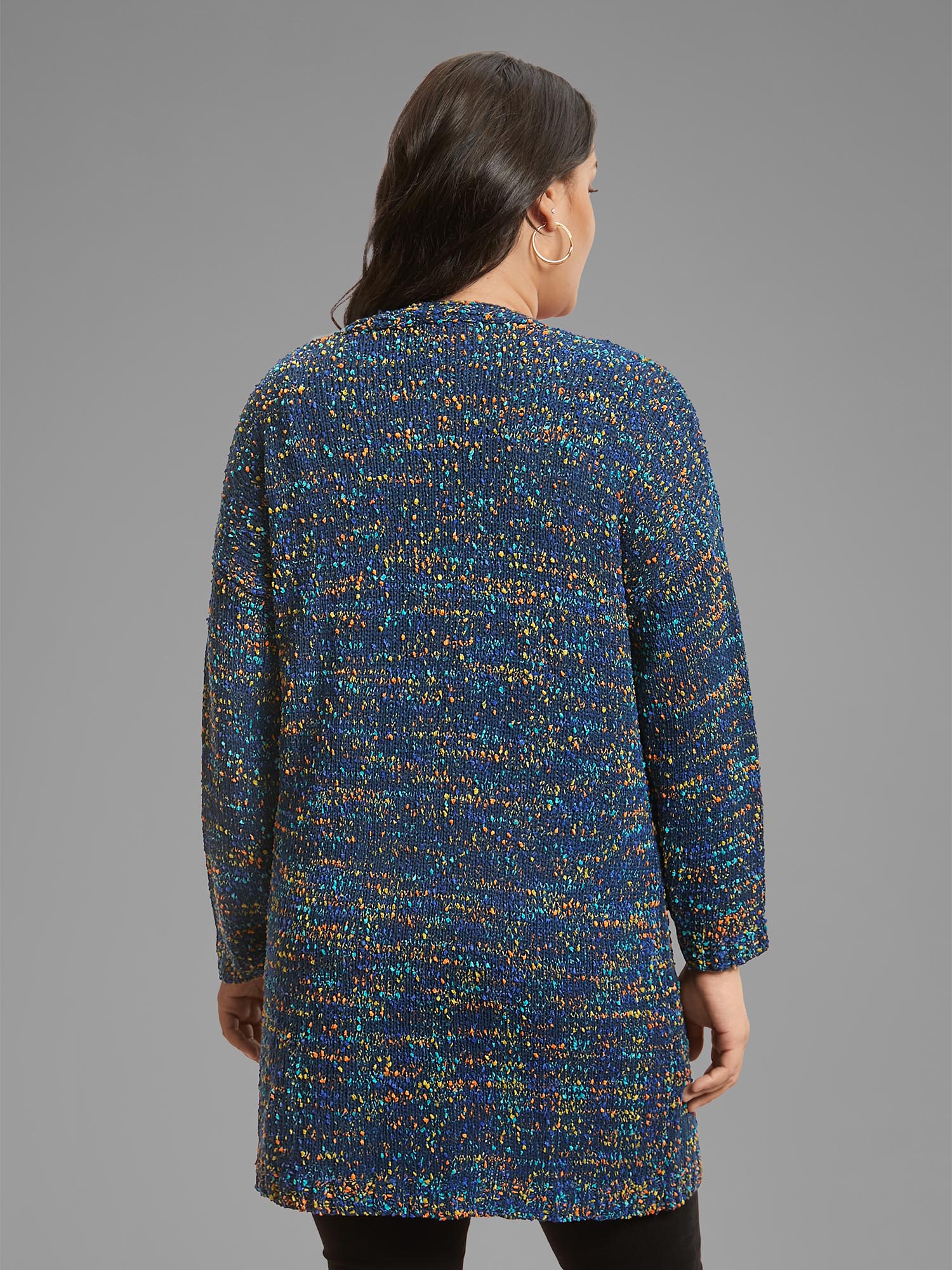 Plus Size Color Textured Open Front Cardigan Indigo Women Casual Loose Long Sleeve Dailywear Cardigans BloomChic 14-16/1X 