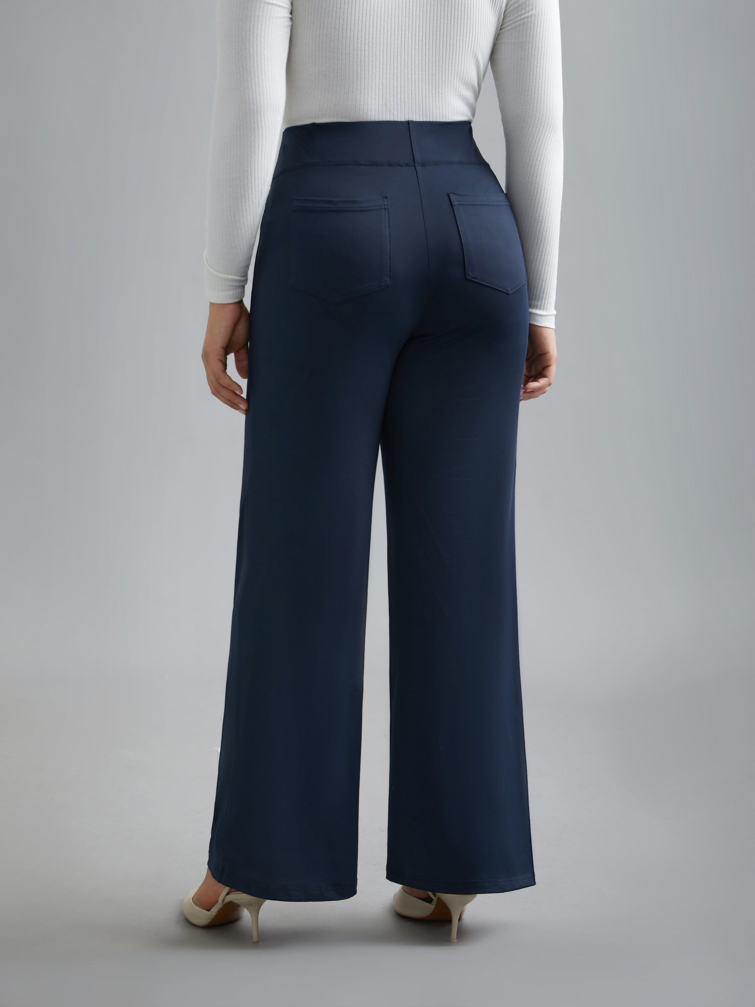 Plus Size Stretchy Waist Plain Bootcut Leggings Women Midnight Elegant High stretch Bootcut Mid Rise Everyday Leggings BloomChic 12/L 