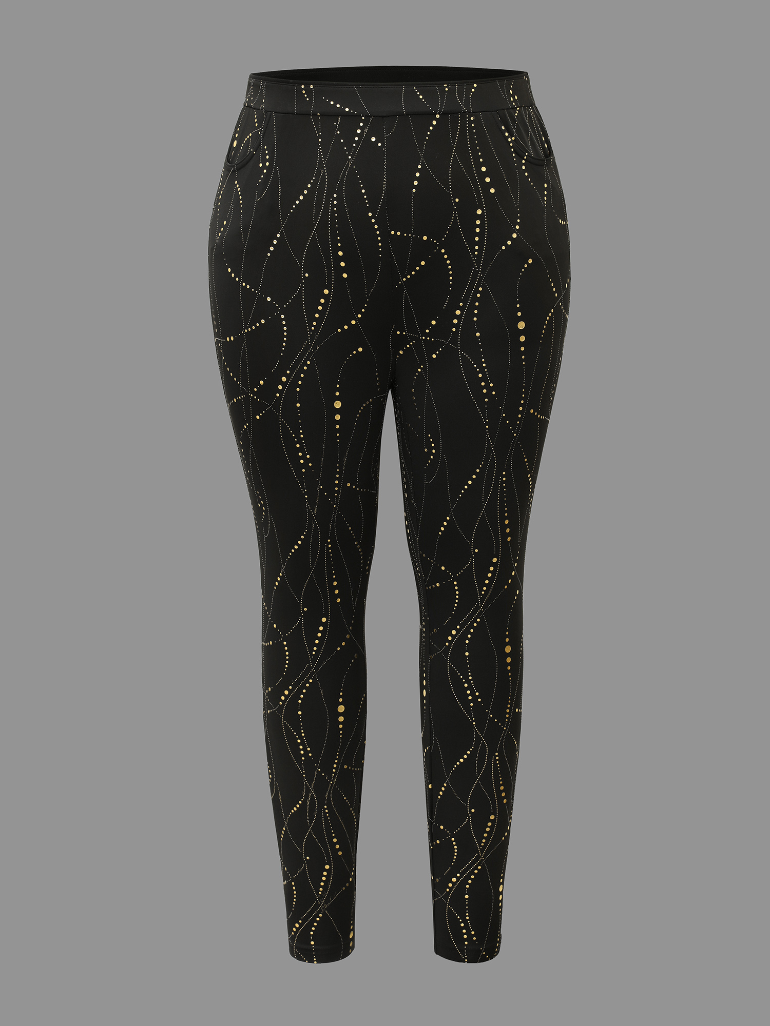 Plus Size Shiny Glitter Skinny Fit Leggings Women Black Elegant High stretch Skinny Mid Rise Everyday Leggings BloomChic 26/4X 