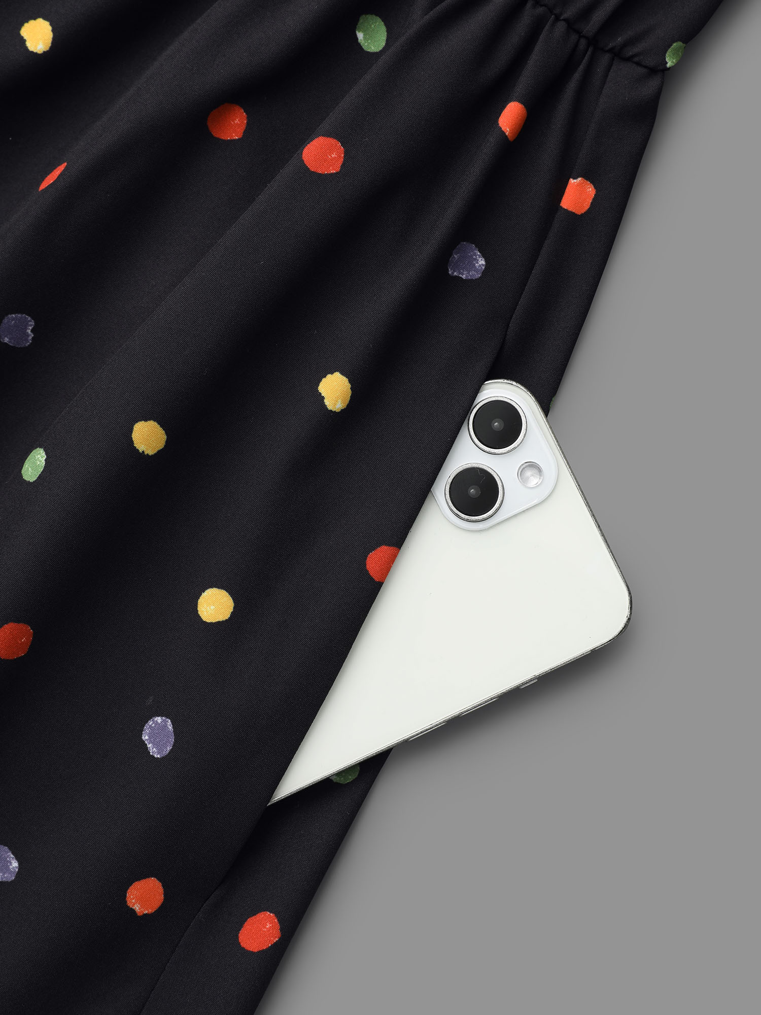 Plus Size Shirt Collar Colored Polka Dot Dress Black Women Elegant Button Shirt collar Long Sleeve Curvy BloomChic 18-20/2X 