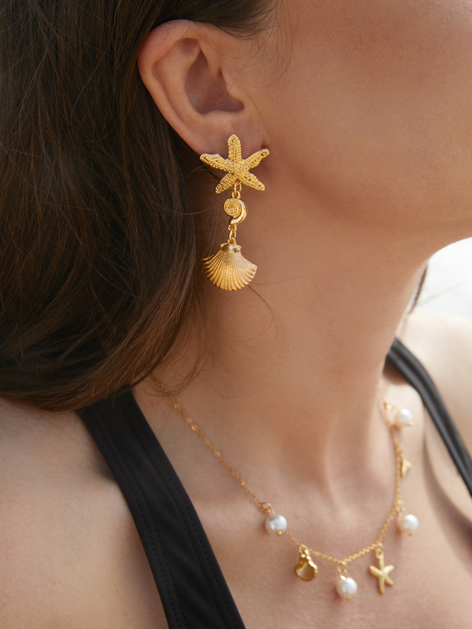 Shell Starfish Pendant Earrings Vacation One Size Beach Earrings BloomChic