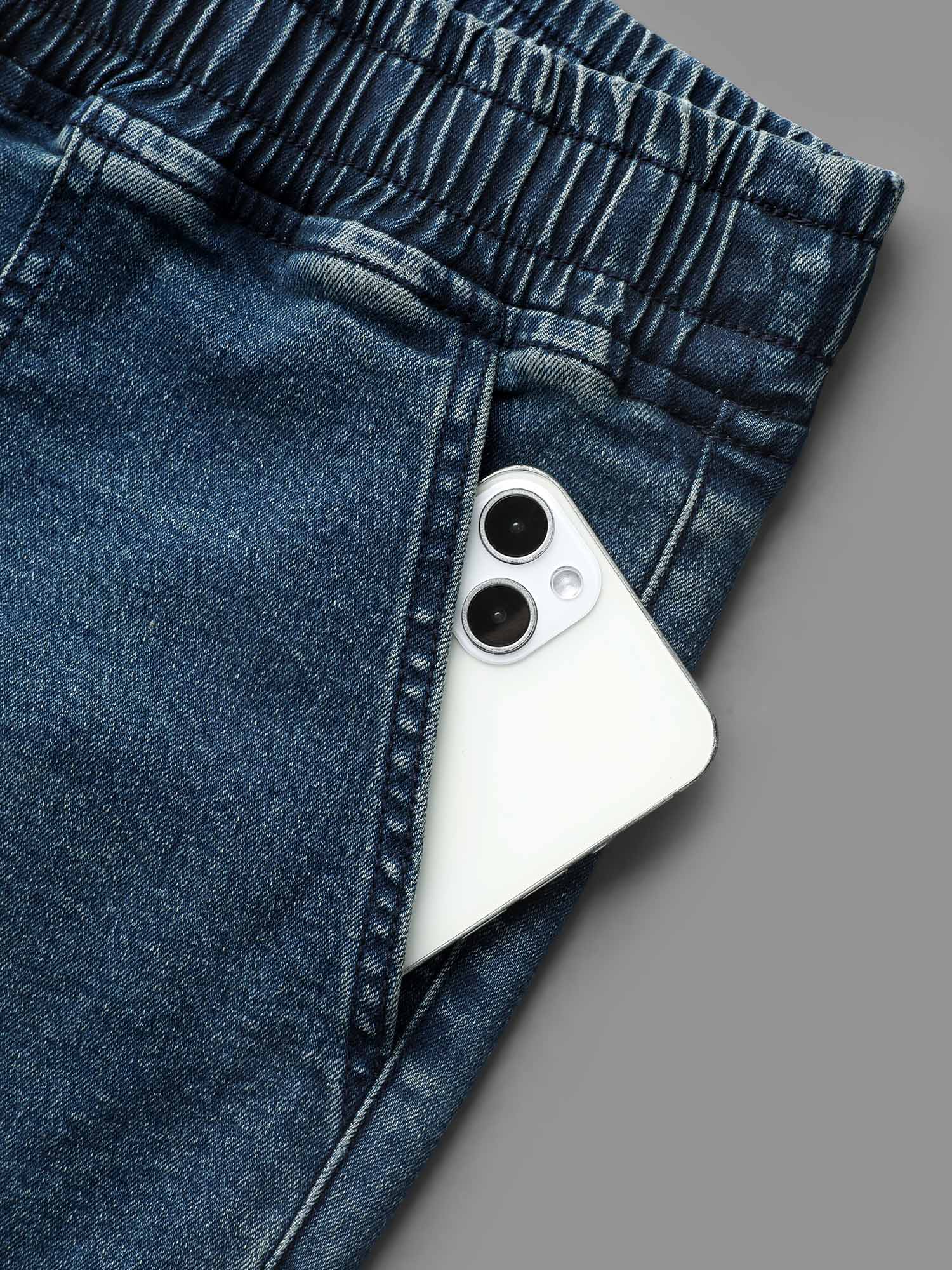 Plus Size Drawstring Stretchy Waist Pocket Jeans Women Denimindigo Casual Drawstring Medium stretch Slanted pocket Jeans BloomChic 10/M 