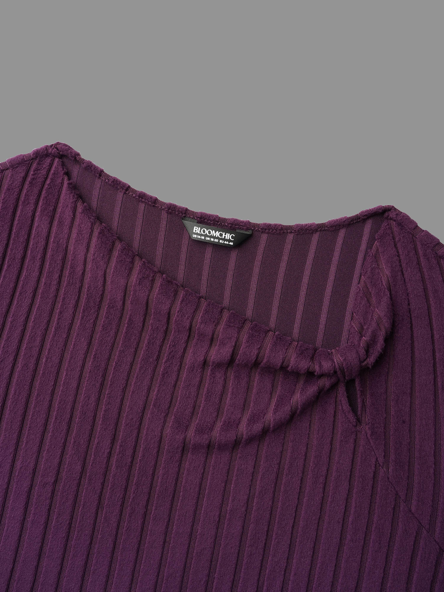 Plus Size Textured Twisted Asymmetric Neck T-Shirt Eggplant Women Elegant Twist Asymmetrical Neck Everyday T-shirts BloomChic 28/5X 