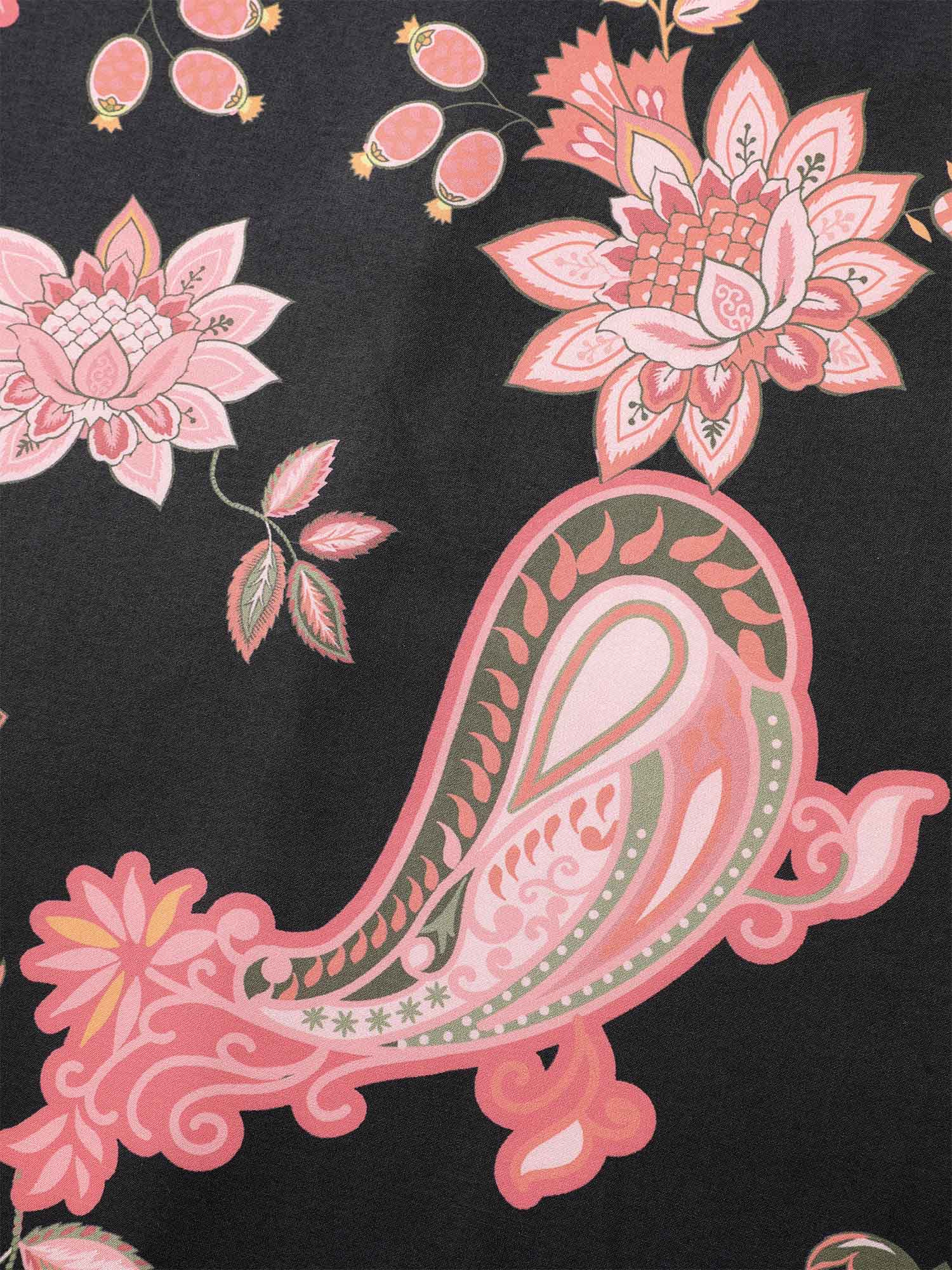 Plus Size Floral Boho Print Neck Cut-Out Dress Black Women Resort Cut-Out Notched collar Long Sleeve Curvy BloomChic 30/6X 