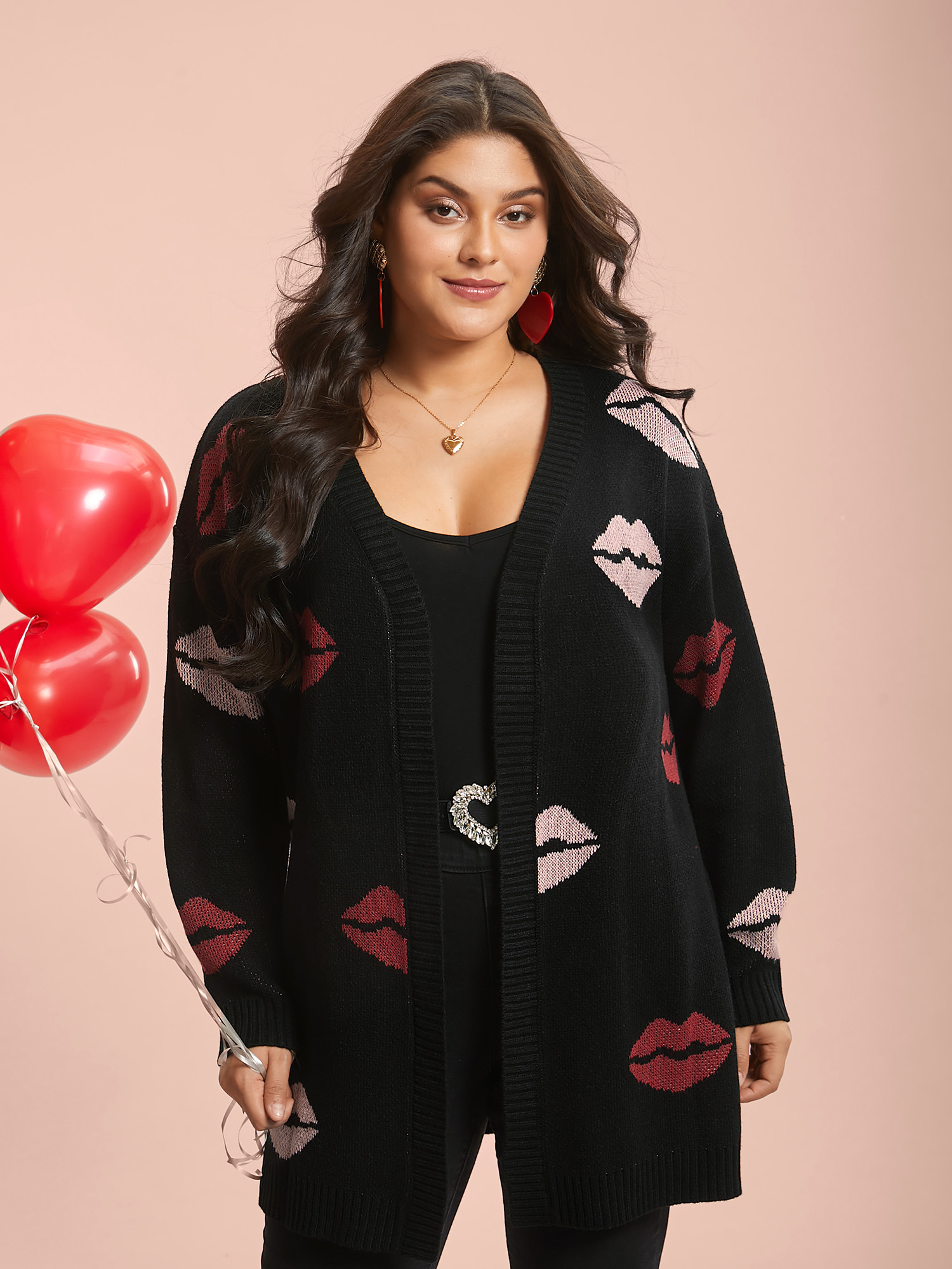 

Plus Size Sweet Kisses Ribbed Hem Open-Front Cardigan Black Women Casual Loose Long Sleeve Everyday Cardigans BloomChic 16/L