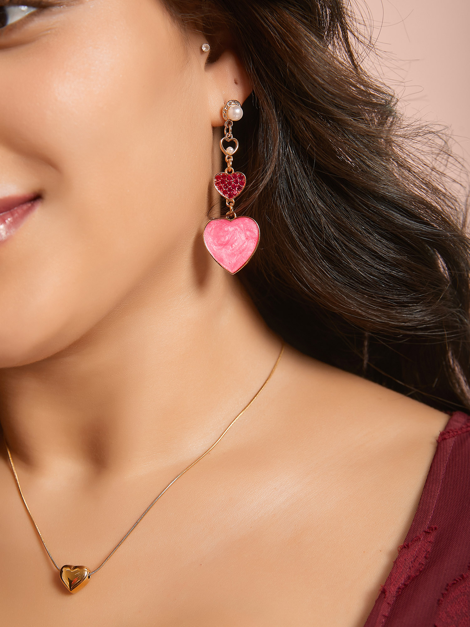 Triple Hearts Special Drop Earrings Everyday One Size Elegant Earrings BloomChic