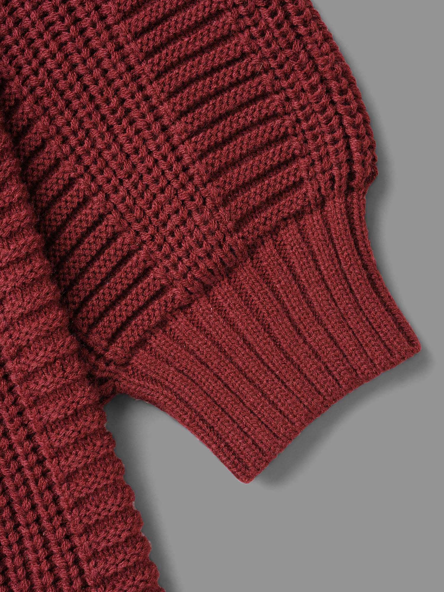 Plus Size Cable Knit Ribbed Detailing Open Front Cardigan Deepred Women Casual Loose Long Sleeve Everyday Cardigans BloomChic 18-20/2X 