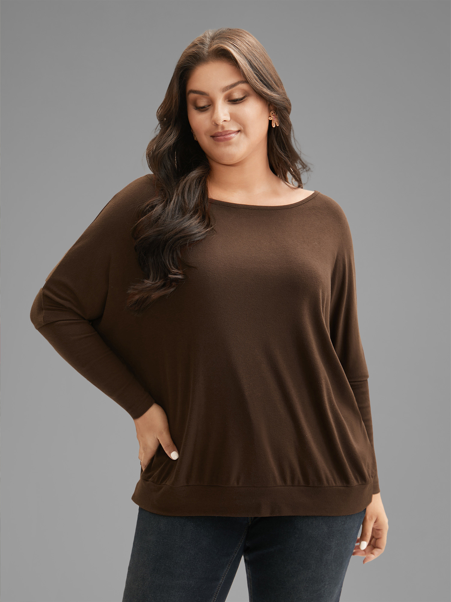 

Plus Size Holiday Everything Relaxed Fit Tee Browncoffeecolor Women Casual Non Boat Neck Everyday T-shirts BloomChic